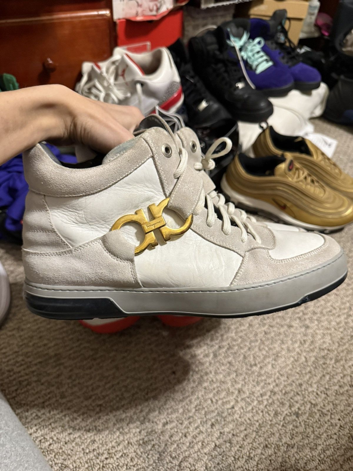 Salvatore Ferragamo Salvatore Ferragamo White/Light Gray Heather Nayon Sneaker Size US 10 / EU 43 - 1 Thumbnail