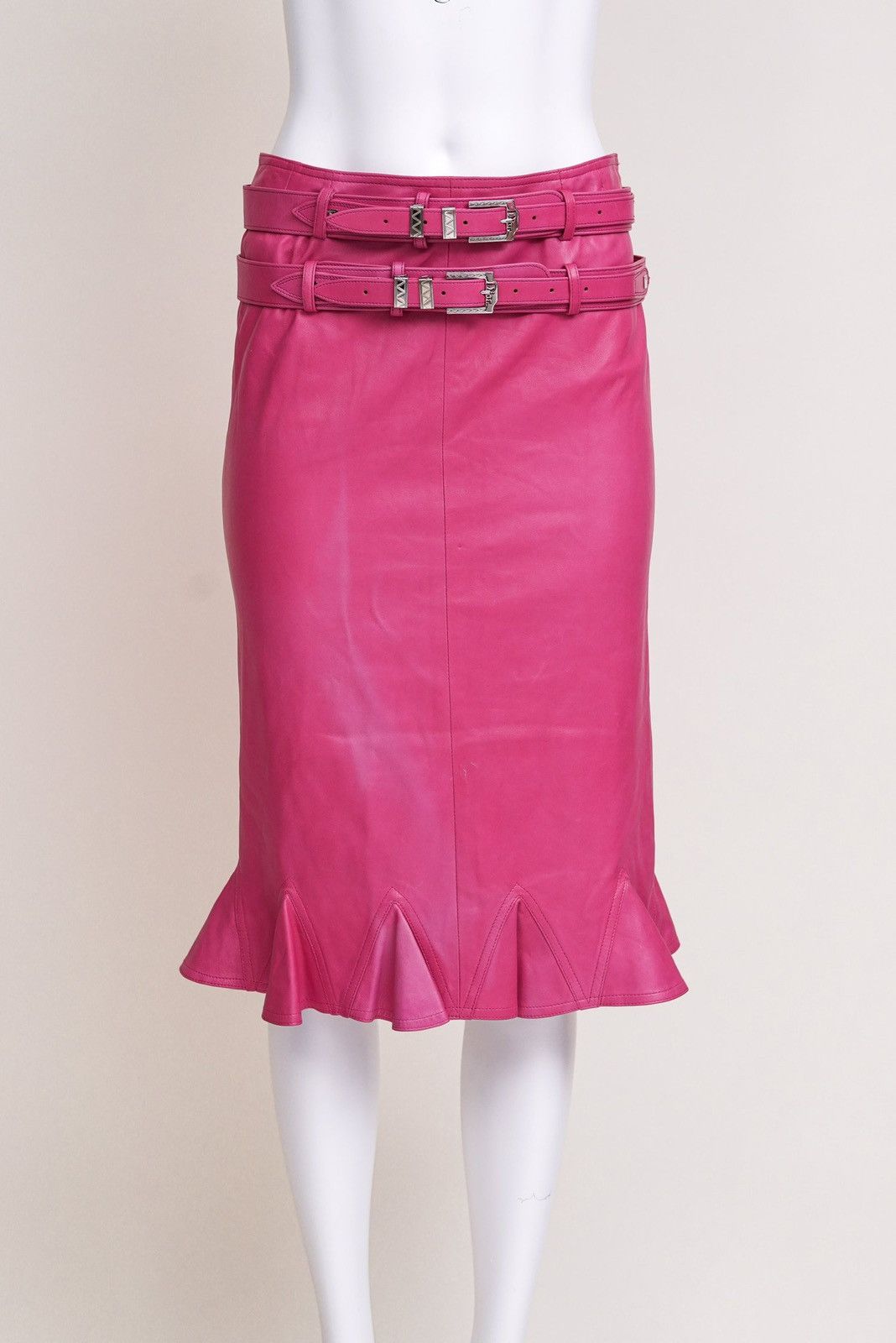 Dior Christian Dior Early 2000s Pink Leather Skirt Size 28" / US 6 / IT 42 - 2 Thumbnail