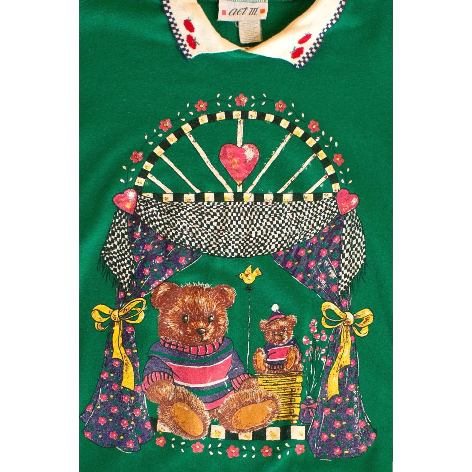 Vintage VINTAGE Act III Collared Teddy Bears Sweatshirt Shirt X-Large Green 1990s Mens Womens Boys Girls Size US XL / EU 56 / 4 - 2 Thumbnail