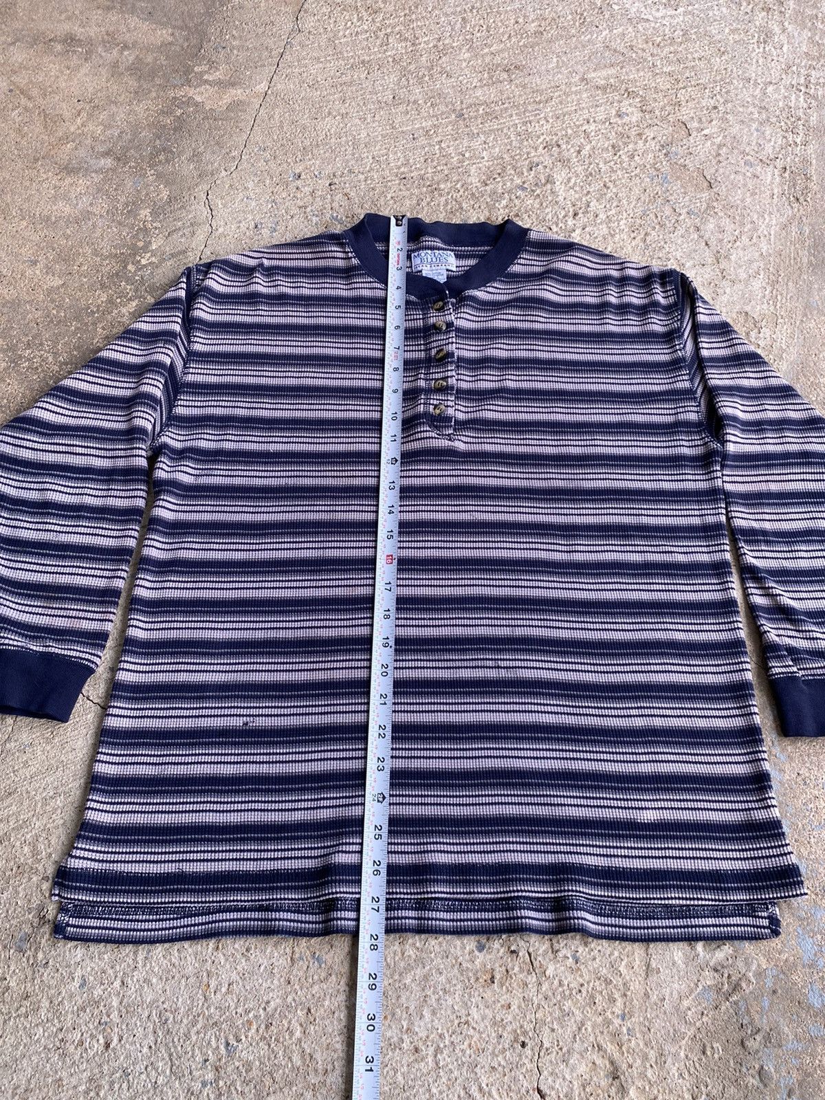 Coogi × Vintage Vintage Y2K Montana Blue Grunge Stripe Thermal Shirt Size US L / EU 52-54 / 3 - 13 Thumbnail