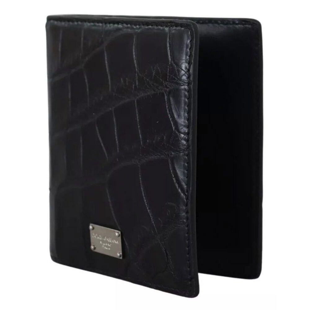 Dolce & Gabbana Dolce & Gabbana Black Exotic Leather Bifold Card Holder Wall Size ONE SIZE - 6 Thumbnail