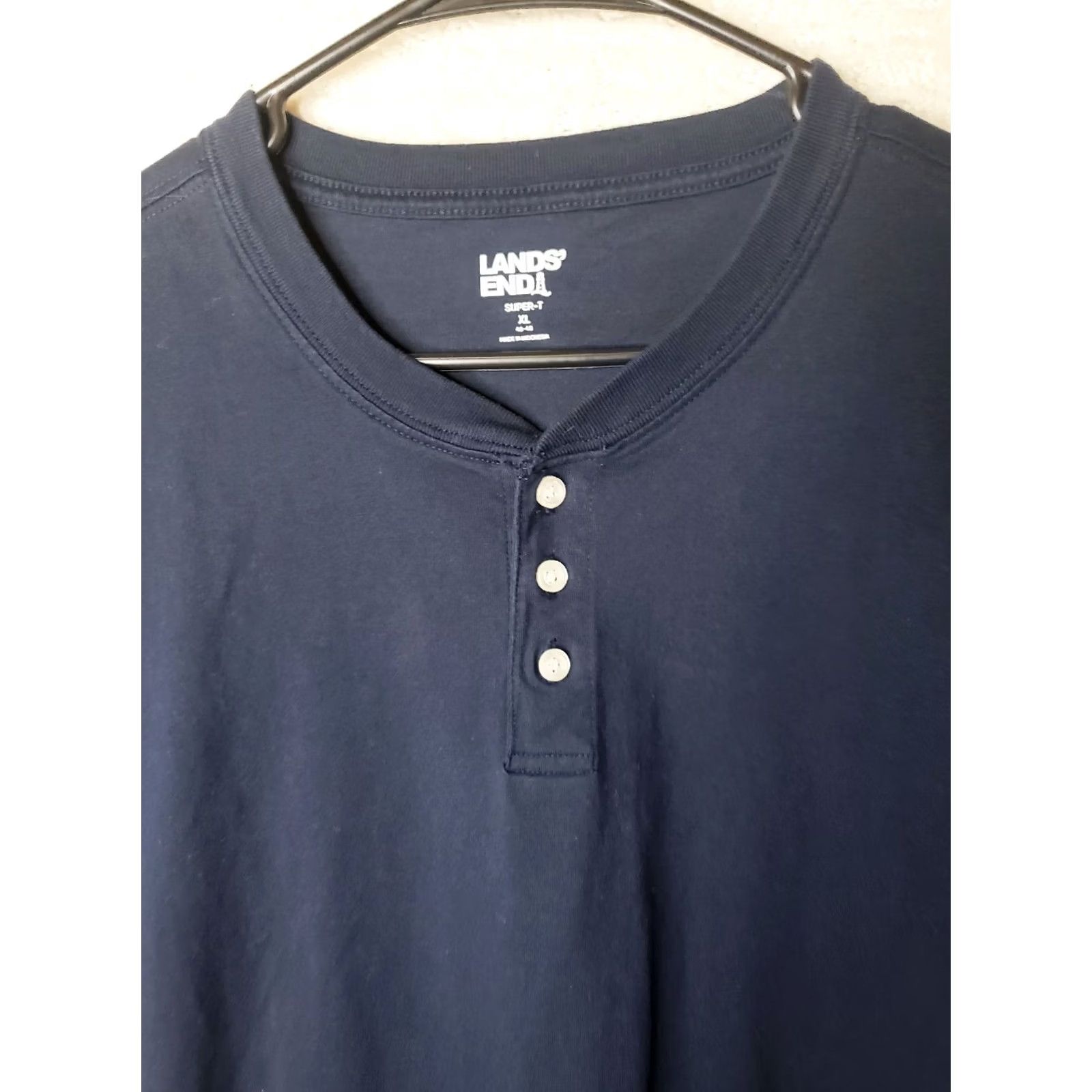 Lands' End VINTAGE Lands End Super Tee T-Shirt Henley Short Sleeve Navy Blue XS? Size US XL / EU 56 / 4 - 5 Thumbnail