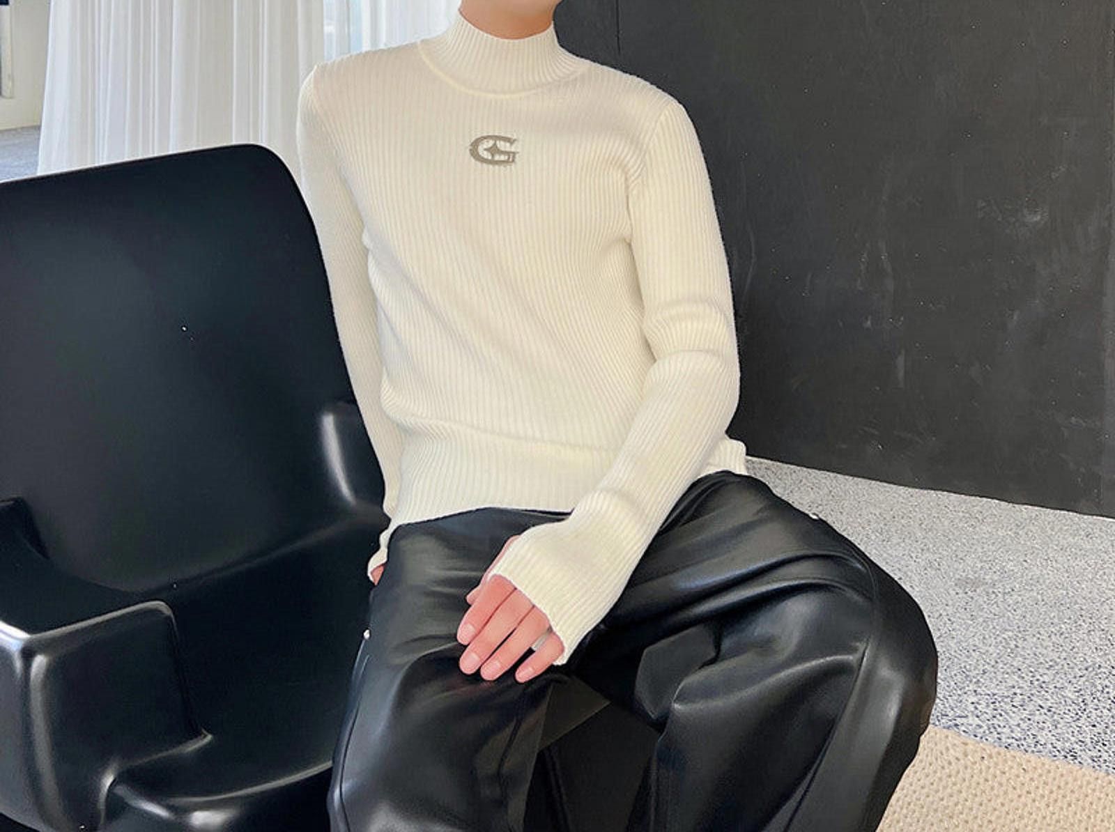 Japanese Brand Ribbed Turtleneck Sweaters, Slim Fit Knit Size US M / EU 48-50 / 2 - 2 Thumbnail