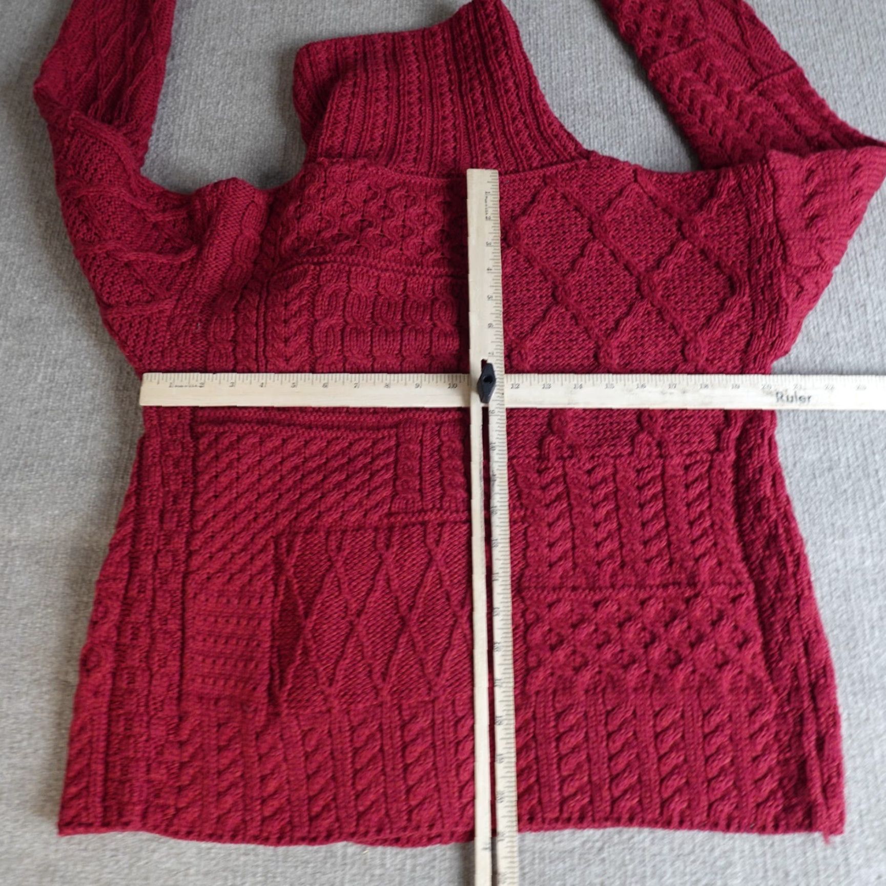 Vintage VINTAGE Carraig Donn Cardigan Sweater Womens Medium Red Wool Cable-Knit Fisherman Size M / US 6-8 / IT 42-44 - 6 Thumbnail