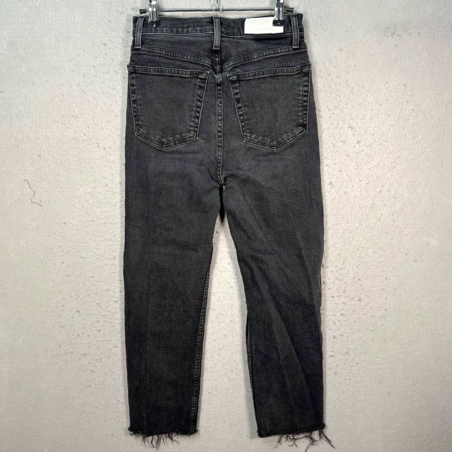 RE/DONE Re/Done Womens Jeans Distressed Black Denim 26 Straight High Rise 5-Pocket Button Dark Wash Vintage No N/A Size 26" / US 2 / IT 38 - 2 Thumbnail