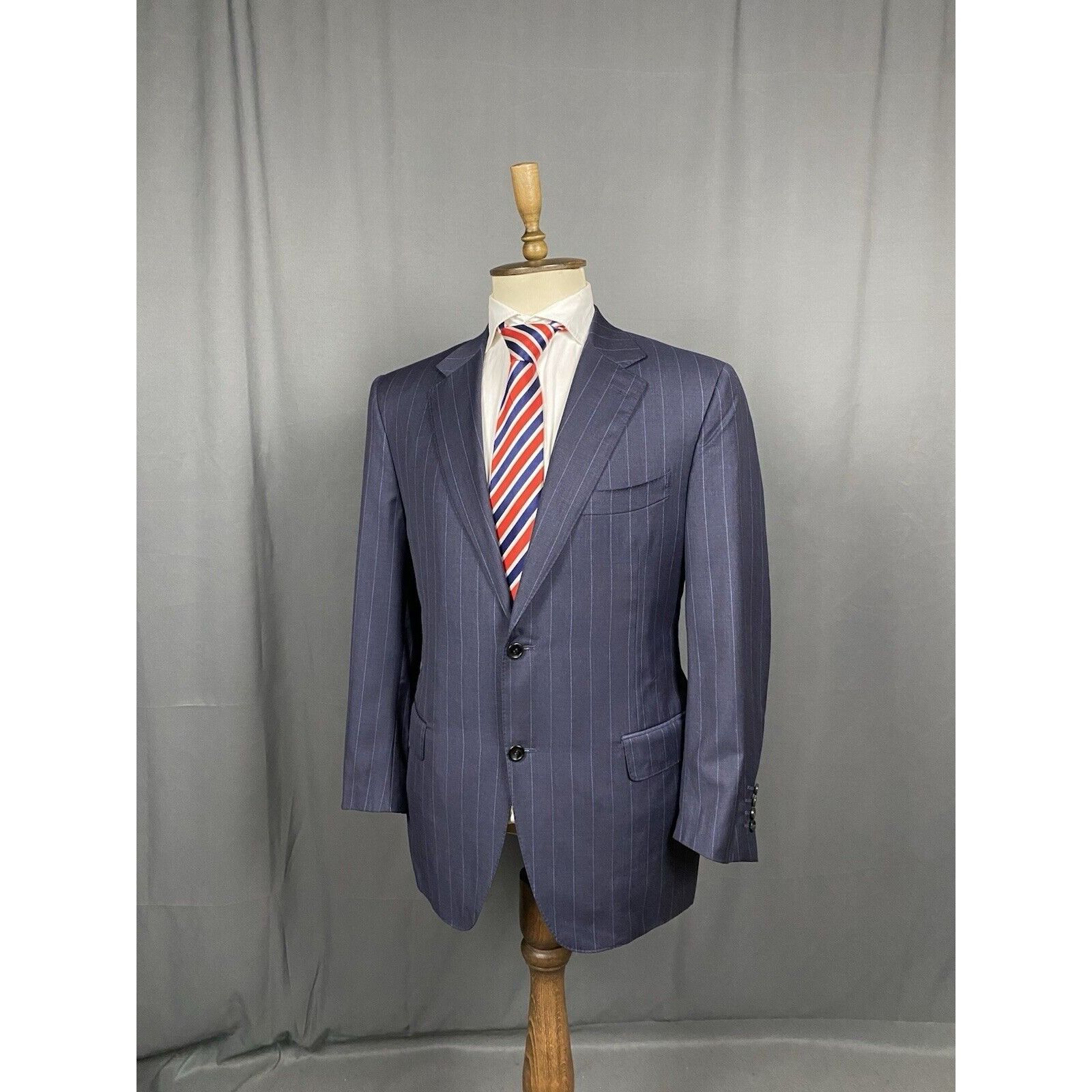 Canali Canali Men's Blue Wool Striped Blazer Sportcoat Jacket Size Size 54R - 4 Thumbnail