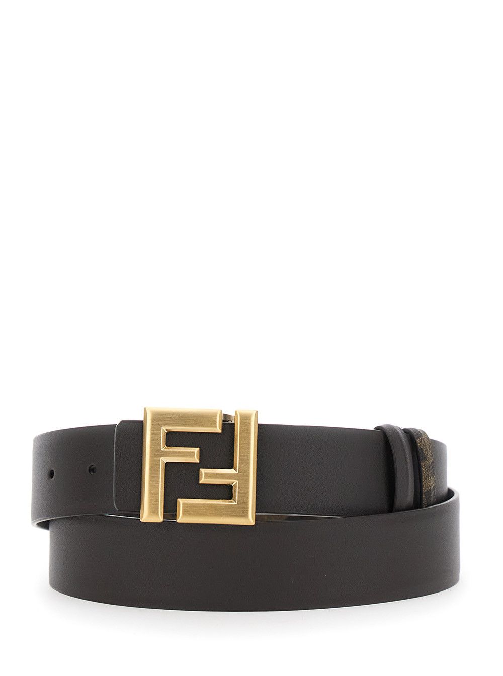 Fendi Brown Reversible Belt with FF Buckle in Leather for Men Size ONE SIZE - 1 Thumbnail
