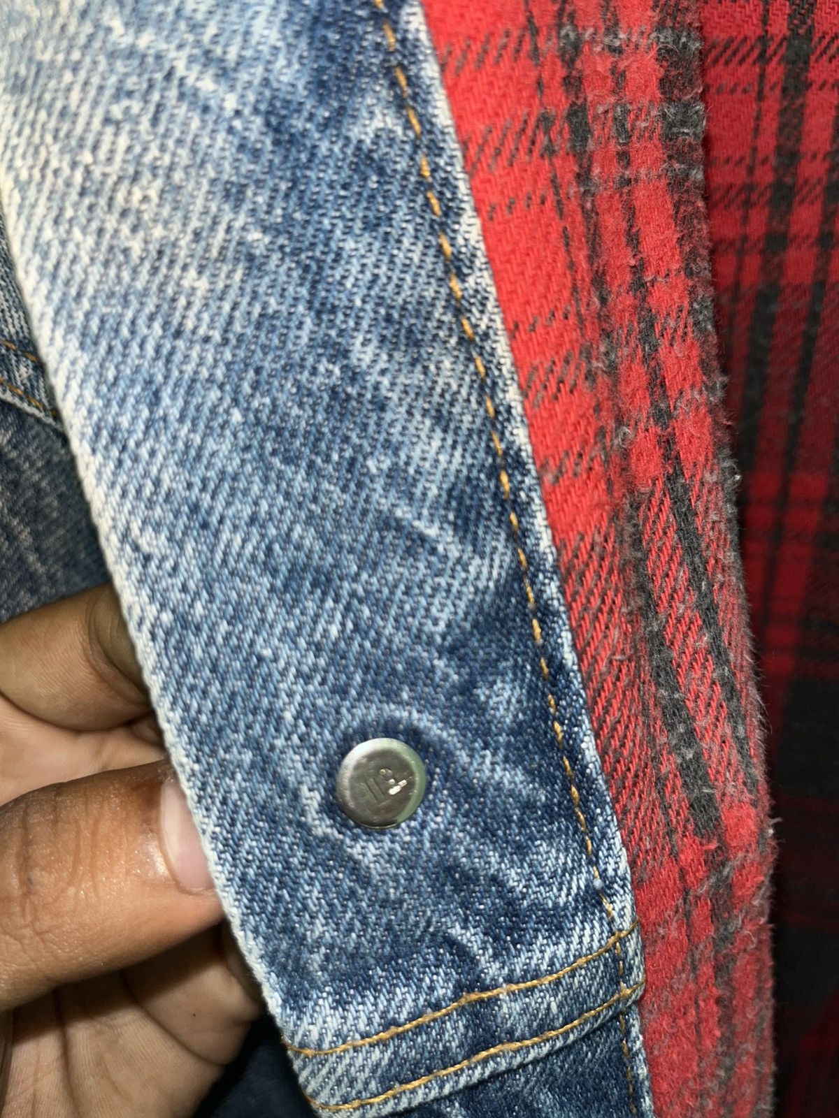 Levi's × Levi's Vintage Clothing × Vintage Vintage Levi's 80s Denim Trucker Jacket 70417 Flannel Lined Size US M / EU 48-50 / 2 - 5 Thumbnail