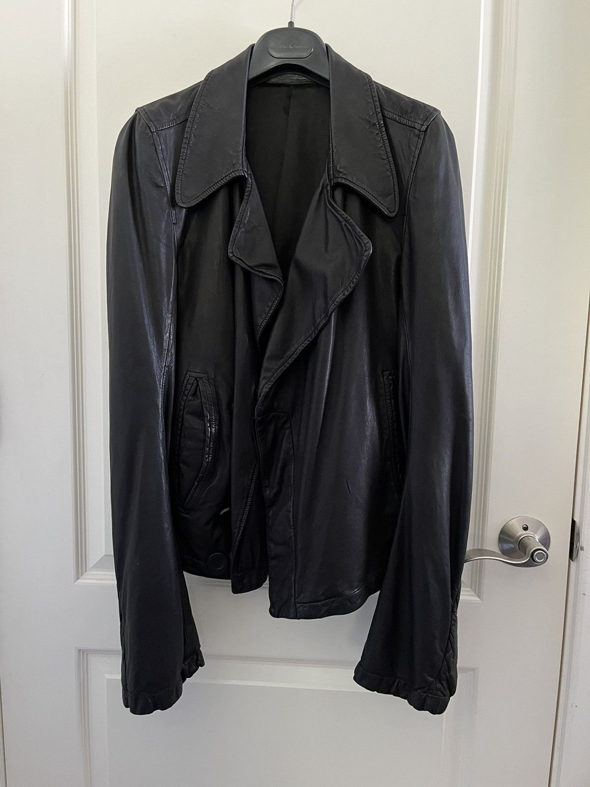 image of Rick Owens Sample Db Leather Jacket in Black, Men's (Size Small)