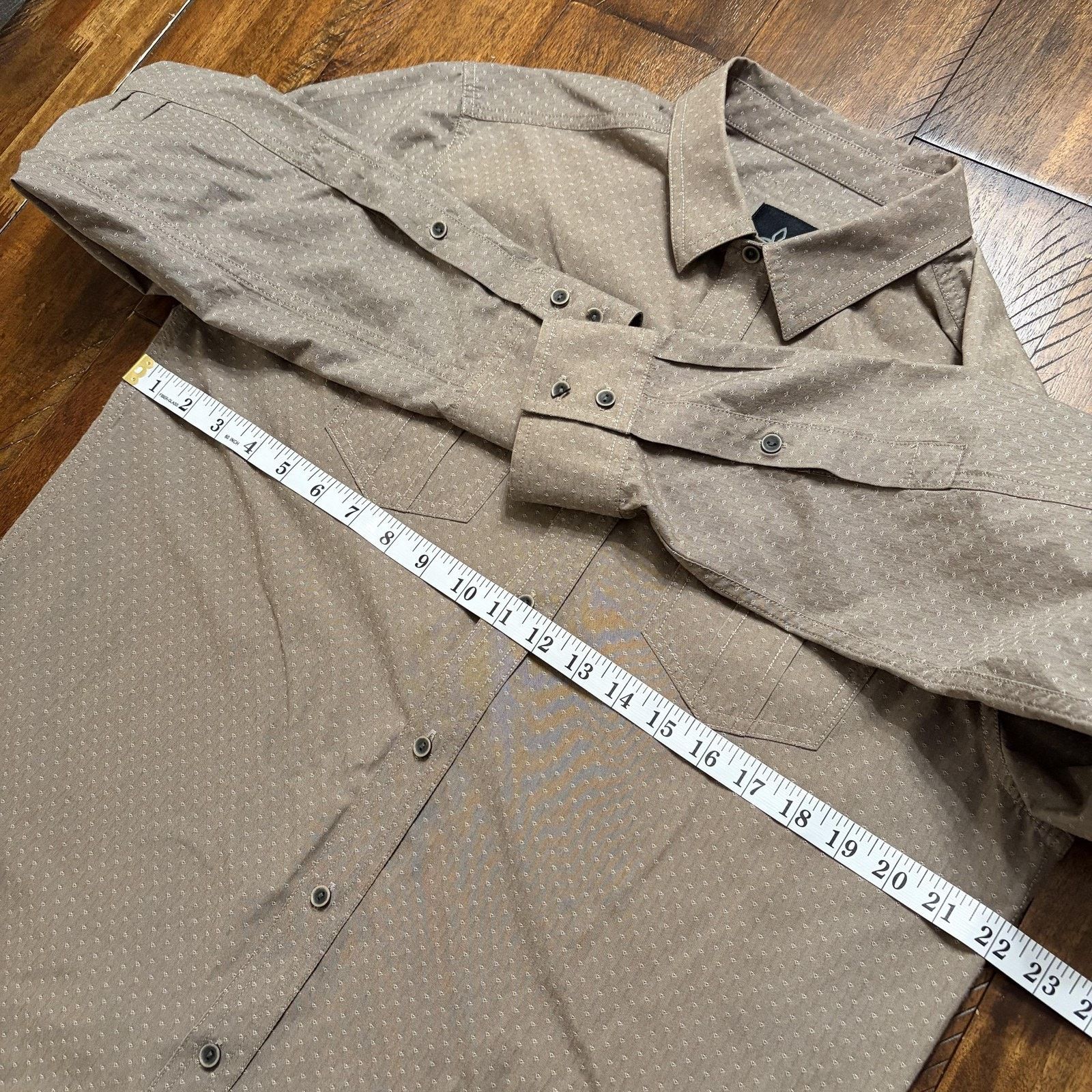 Prana PrAna Shirt Mens Medium Beige Geometric Print Button Front Size US M / EU 48-50 / 2 - 12 Thumbnail