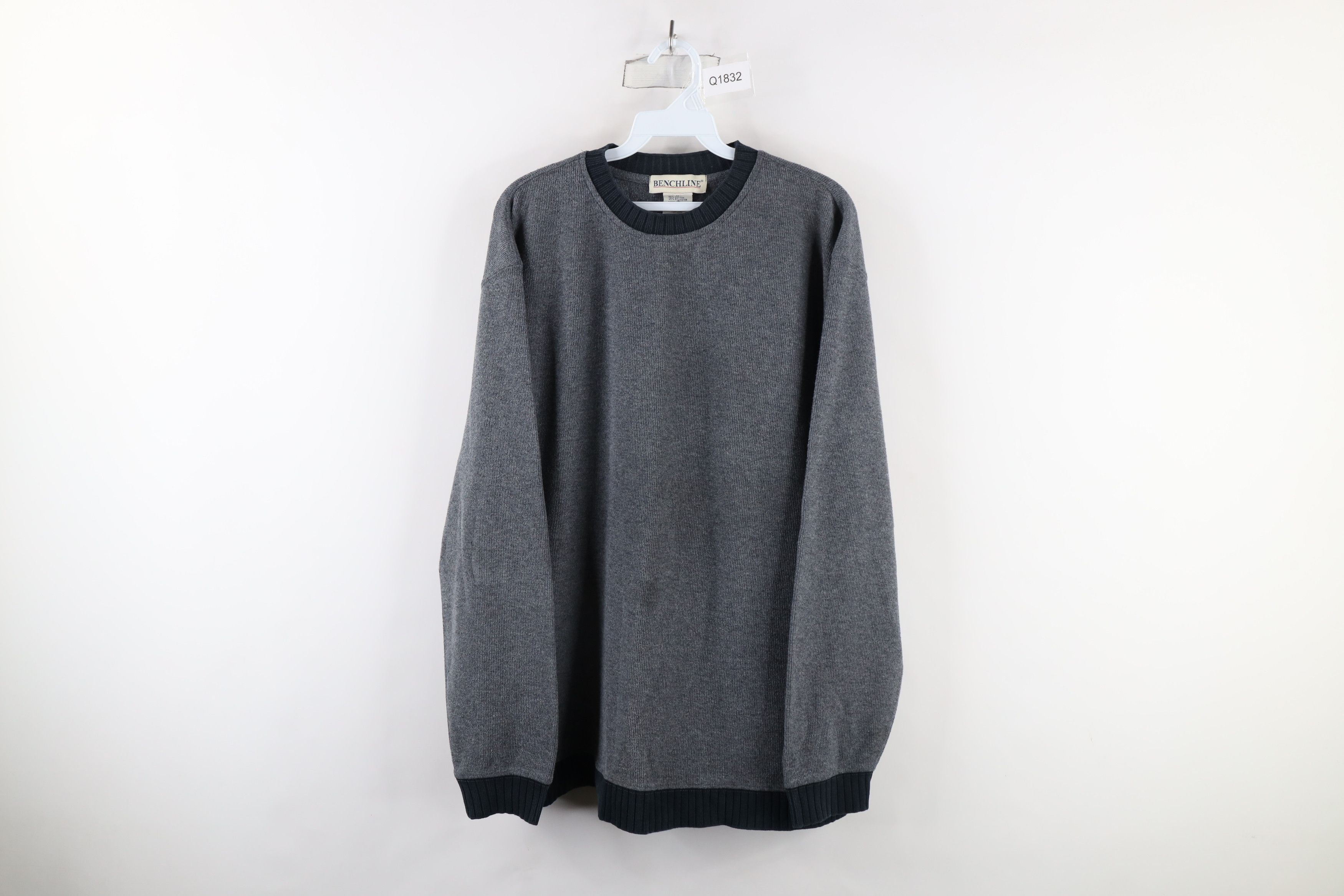 Vintage Vintage 90s Streetwear Ribbed Knit Ringer Sweater Gray Size US M / EU 48-50 / 2 - 1 Thumbnail