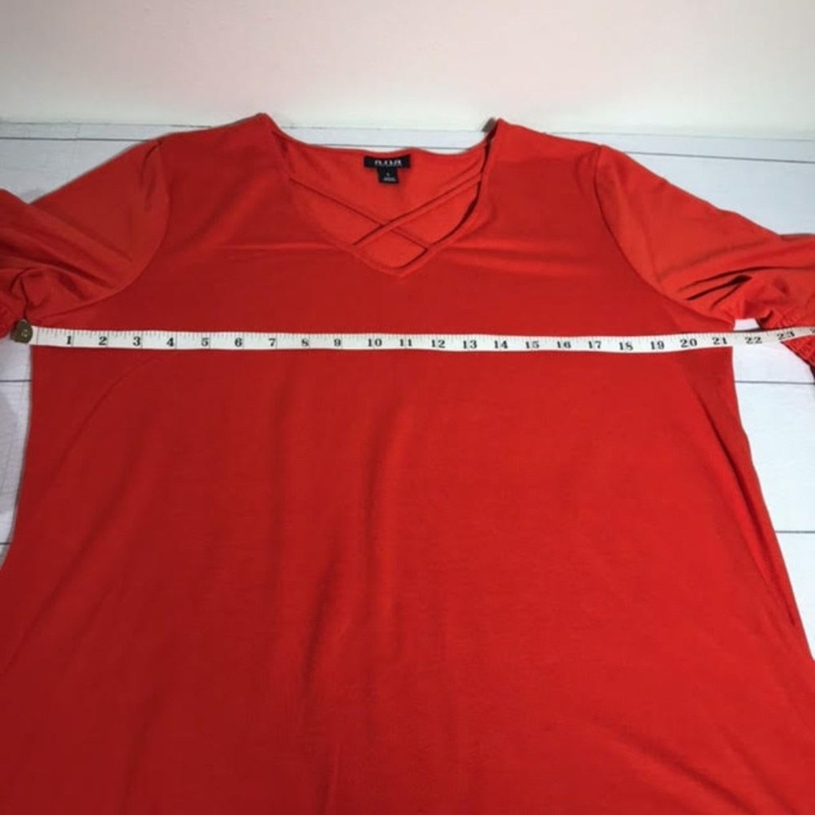 Other a.n.a. Reddish Orange Knit Cropped Bell Sleeve Shift Dress Size L / US 10 / IT 46 - 6 Thumbnail