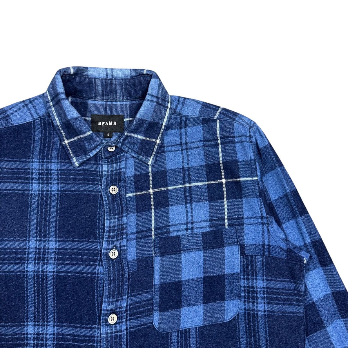 Beams Japan Vtg🔥Beams Japan Checked Patchwork Oxford Shirt Size US S / EU 44-46 / 1 - 8 Thumbnail