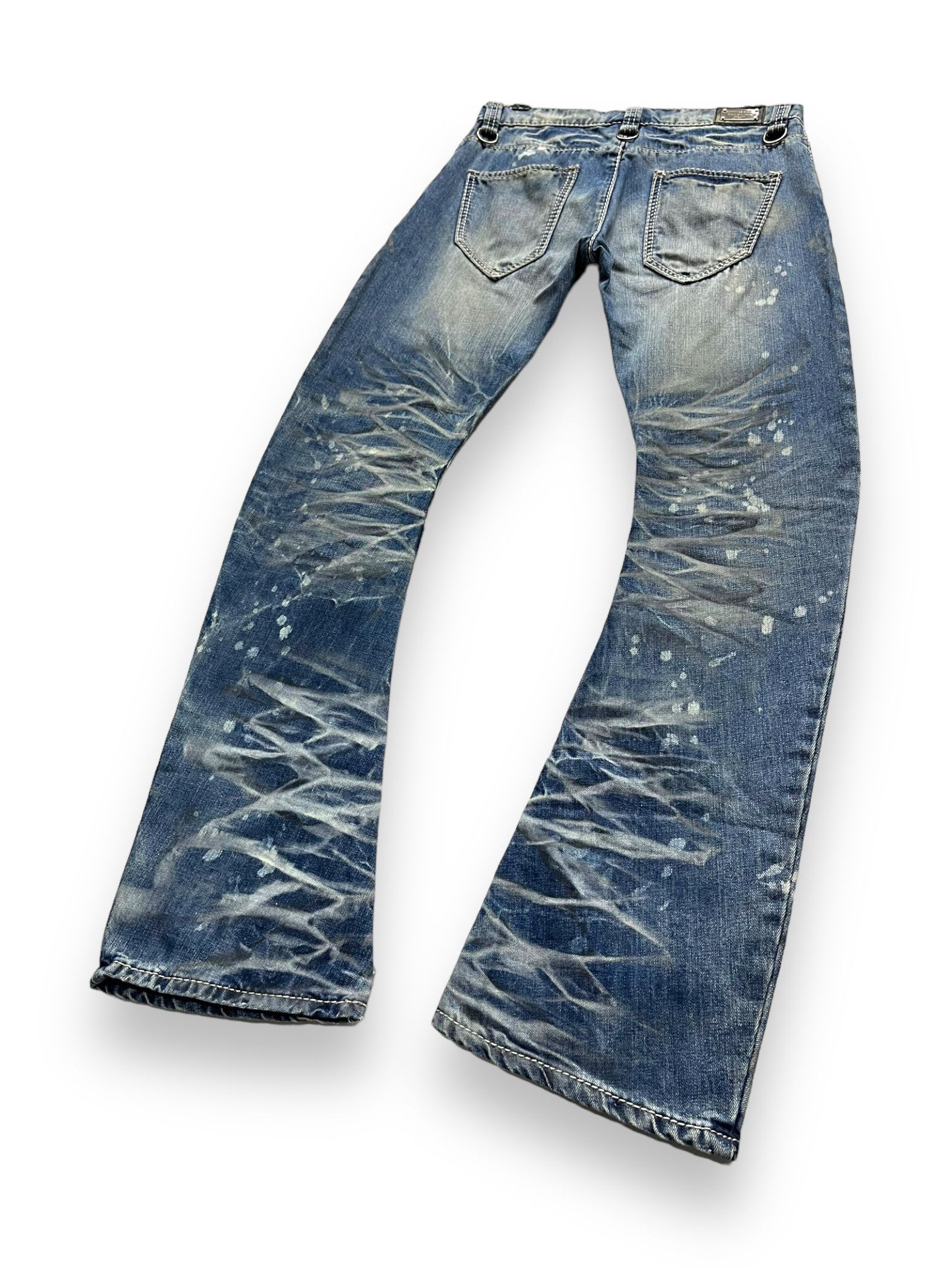 BUFFALO BOBS 🔥PUNK Curve Leg FLARE💥Mudsplash Clawmark Playboy Denim Size US 31 - 6 Thumbnail