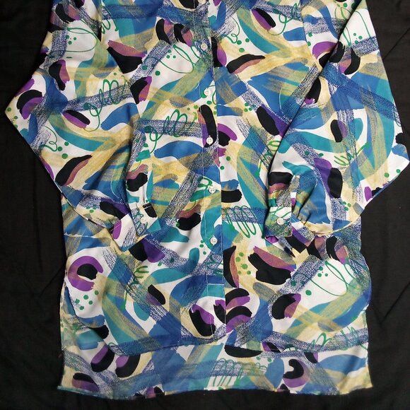 Other Vintage Shapely Abstract Geometric Polyester Disco Shirt Size US L / EU 52-54 / 3 - 3 Thumbnail