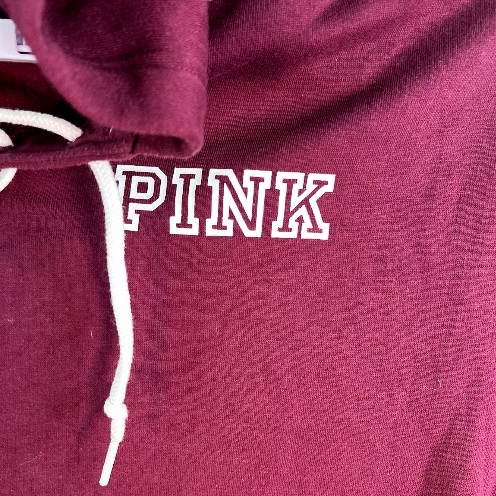 Victoria's Secret VS Pink Sweatshirt Hodded Women’s Size M Maroon Pink Striped Logo Embroidered Hooded Pullover All Seasons Activewear Rainbow Love Logo Womens VS PINK Size M / US 6-8 / IT 42-44 - 2 Thumbnail