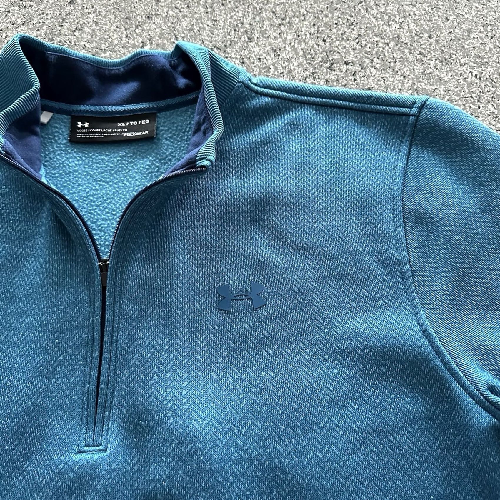 Under Armour Under Armour Cold Gear Pullover 1/4 Zip Sweater Men XL Teal Blue CrossFit Gym Running Casual Winter Fall Spring Mock Neck Stand-Up Zip Size US XL / EU 56 / 4 - 3 Thumbnail