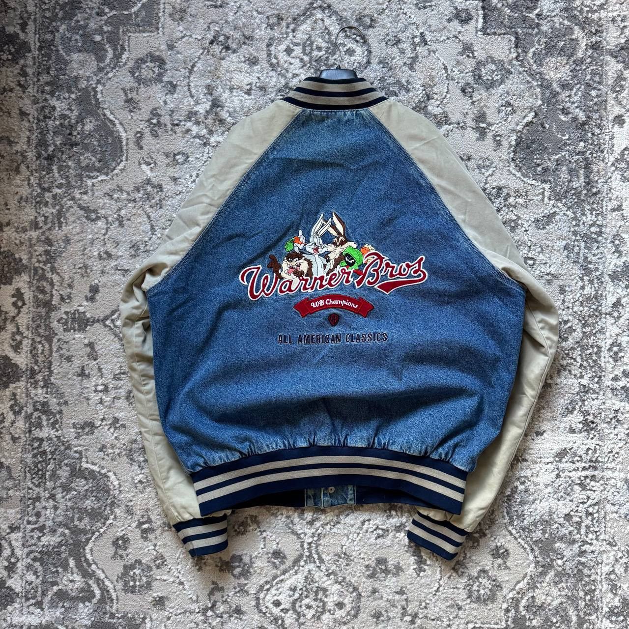 Warner Bros Vintage 90s Warner Bros Looney Tunes Denim Bomber Jacket Size US L / EU 52-54 / 3 - 1 Thumbnail