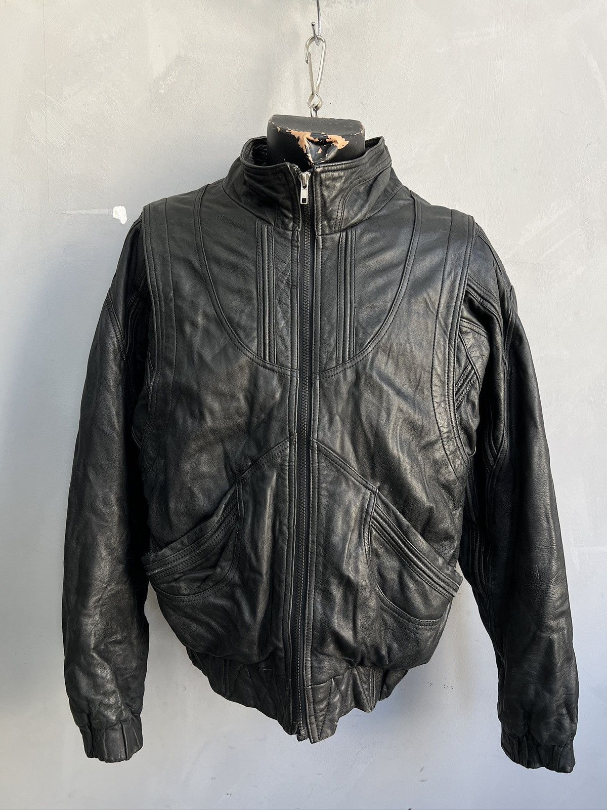 14th Addiction Black bomber avant garde leather cropped jacket y2k Size US M / EU 48-50 / 2 - 1 Thumbnail
