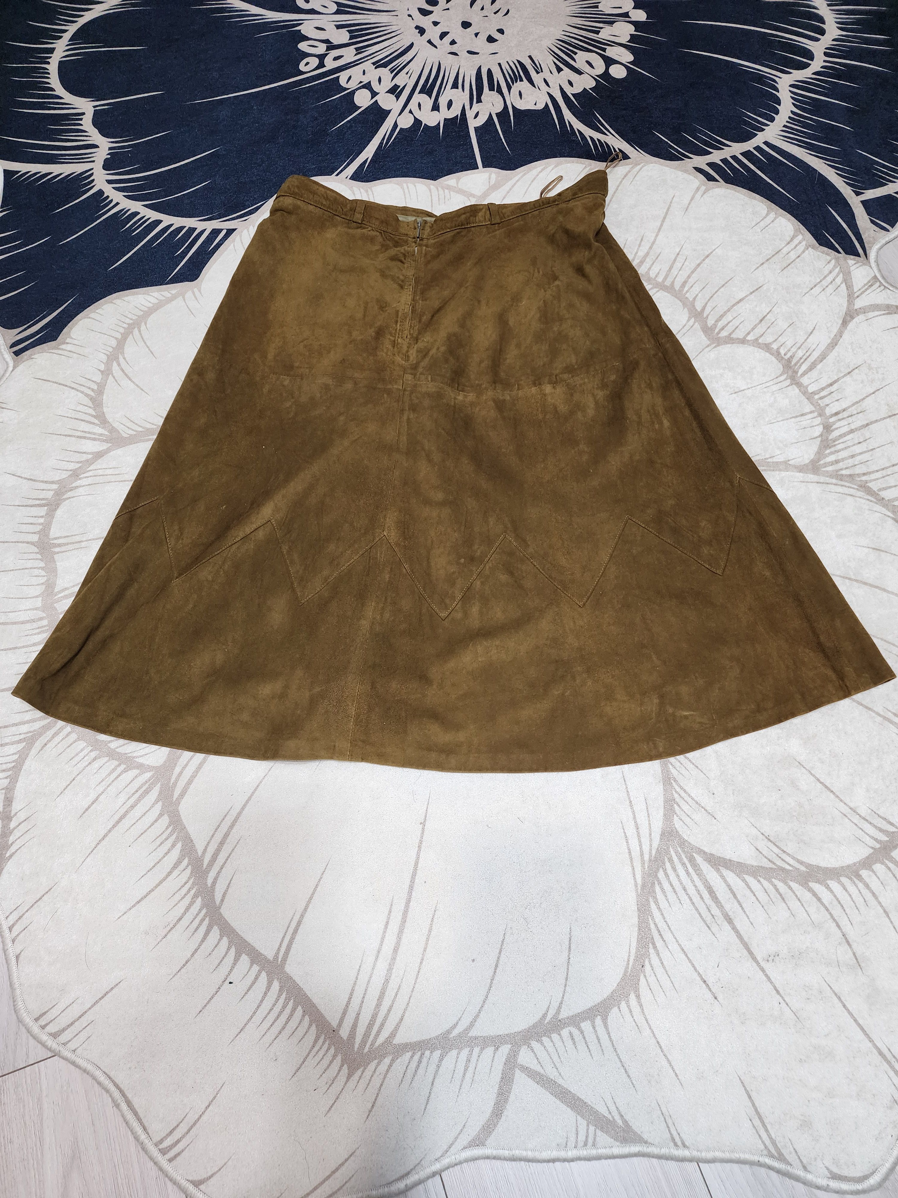 Genuine Leather Genuine Brown Leather Skirt Size 38" / US 16 / IT 52 - 9 Thumbnail