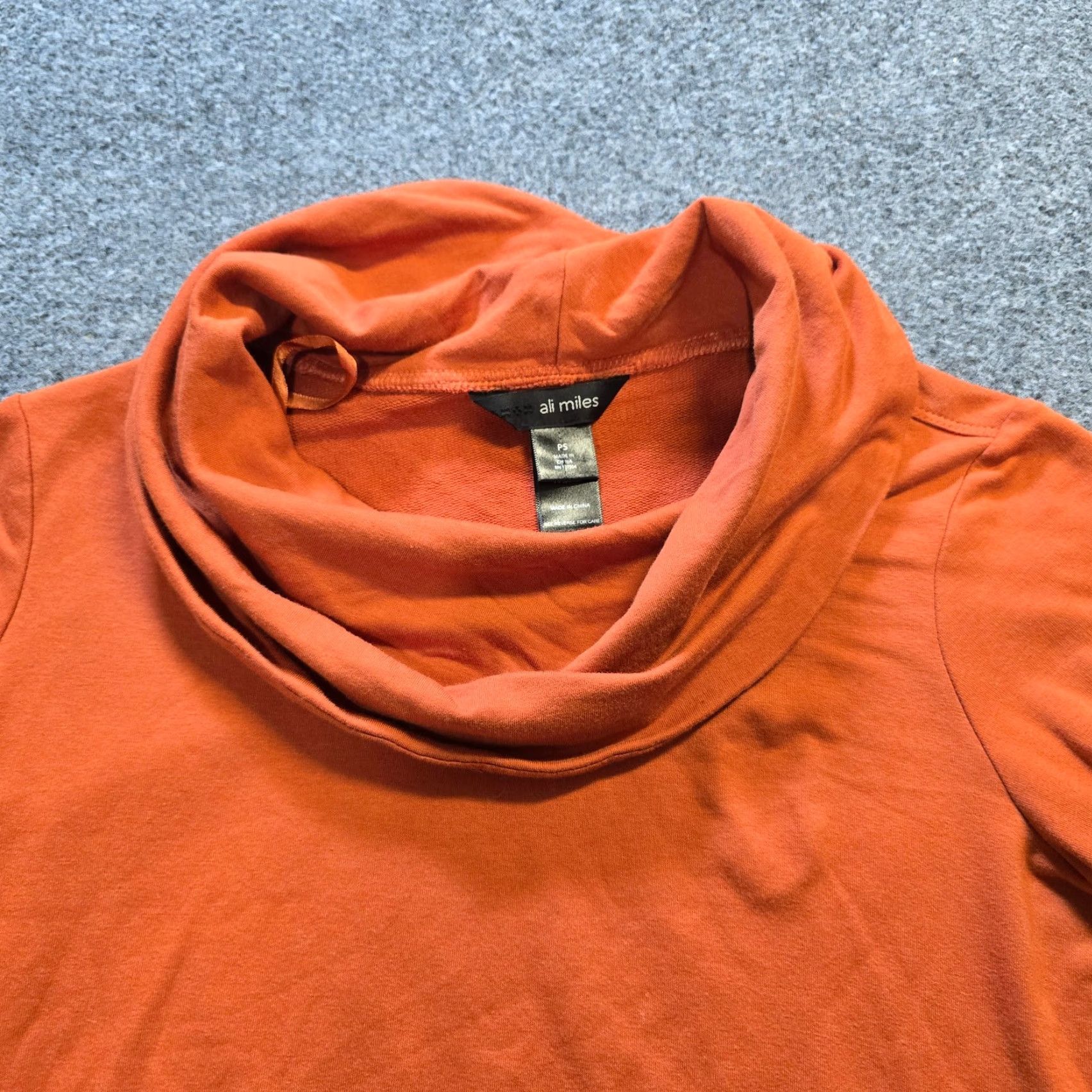 Vintage Ali Miles Top Womens Medium Orange Cowl Neck Stretch Casual Blouse Shirt Knit 3/4 Sleeve Regular Popular Size M / US 6-8 / IT 42-44 - 2 Thumbnail