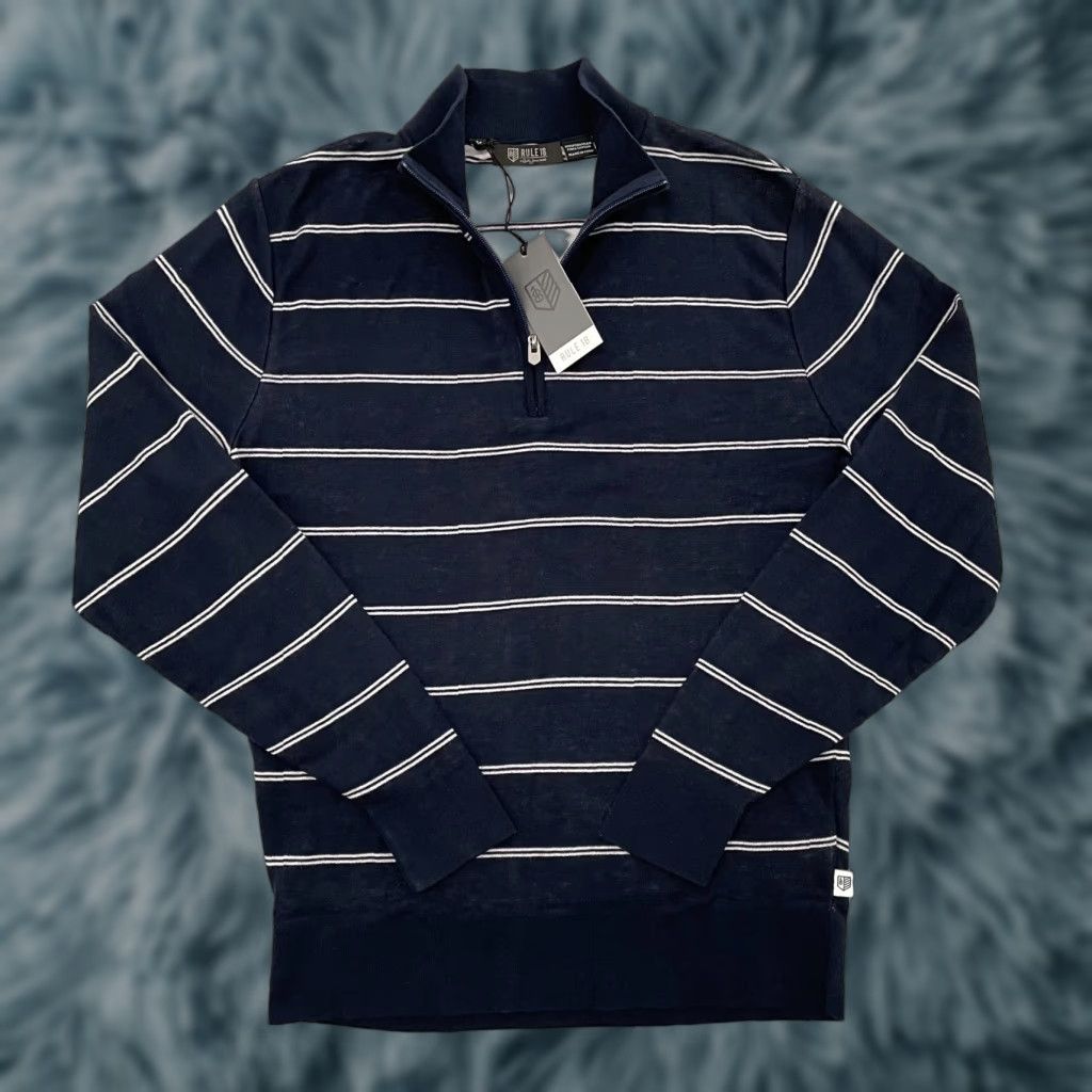 Vintage VINTAGE Bobby Jones Sweater Men's Medium Blue Striped 1/4 Zip Cotton Classic Pullover Golf Size US M / EU 48-50 / 2 - 1 Thumbnail