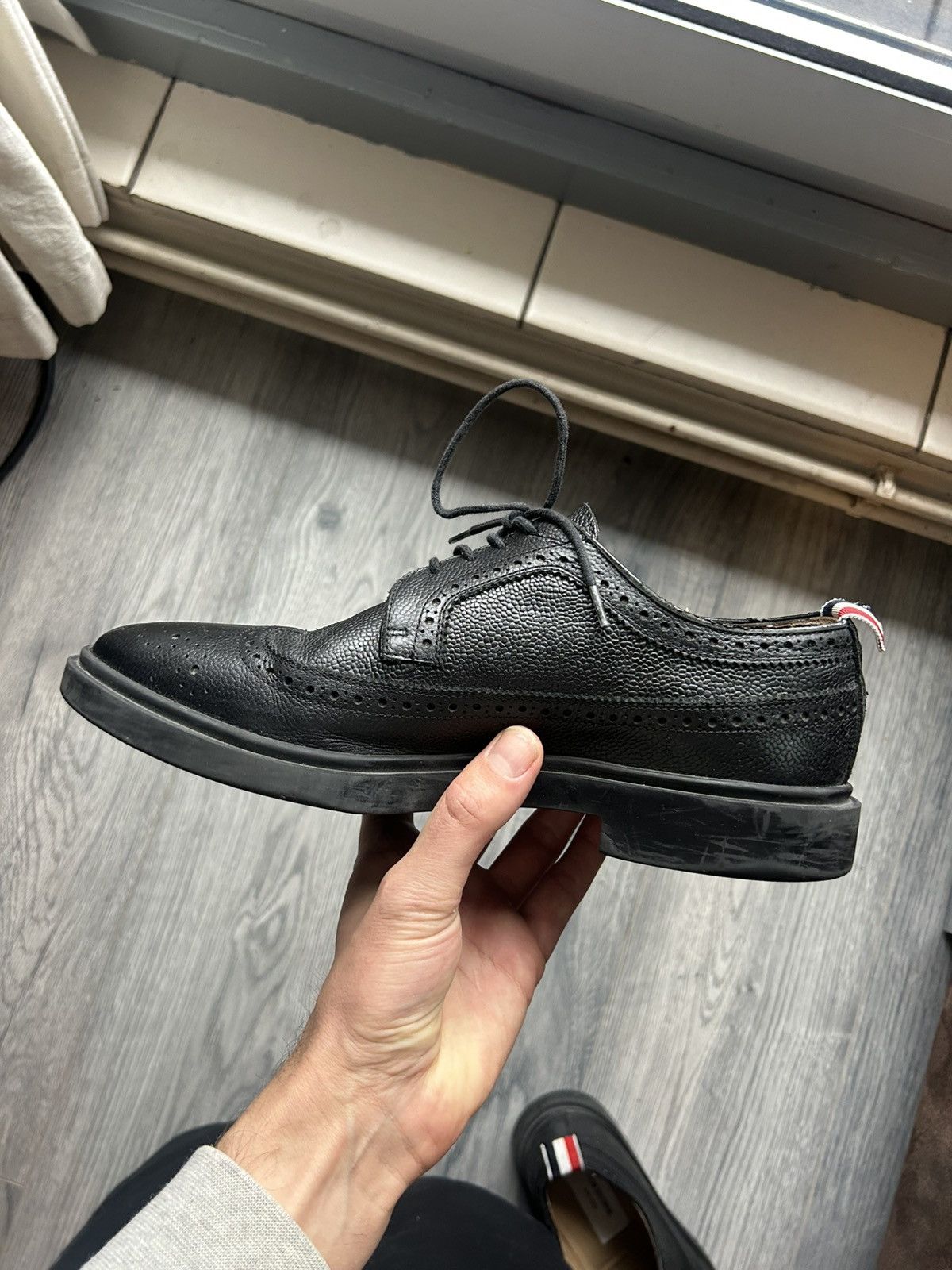 Thom Browne Black Wingtip Brogue Derby Shoes Size US 6.5 / EU 39-40 - 18 Thumbnail