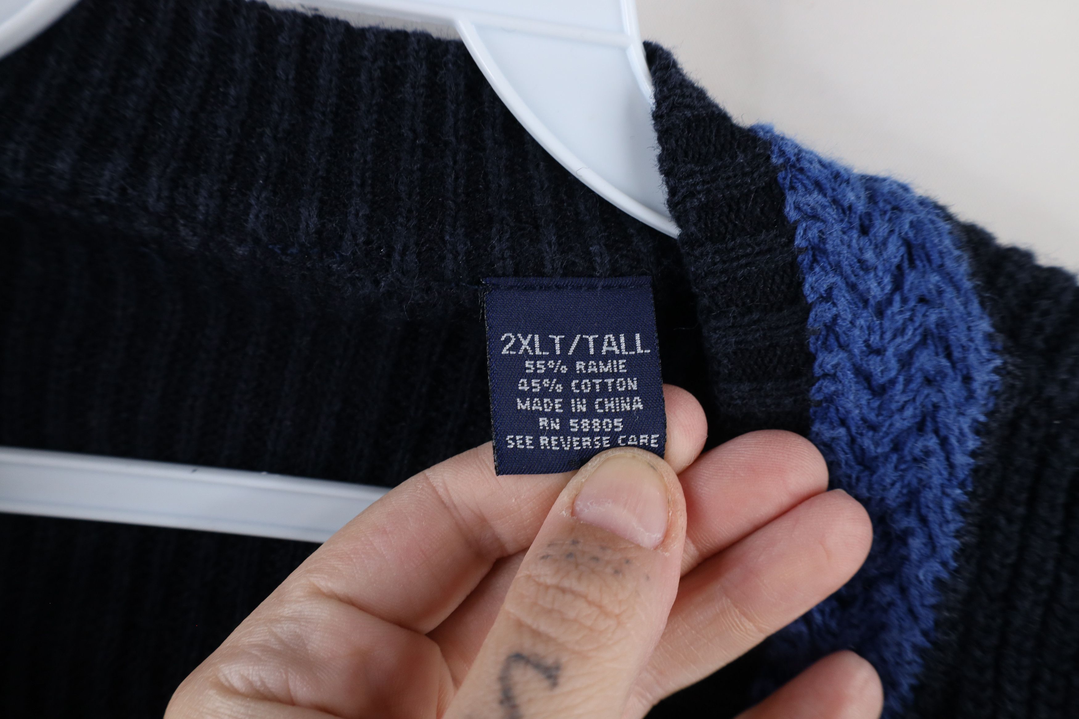 Vintage Vintage 90s Streetwear Chunky Ribbed Knit V-Neck Sweater Size US XXL / EU 58 / 5 - 4 Thumbnail
