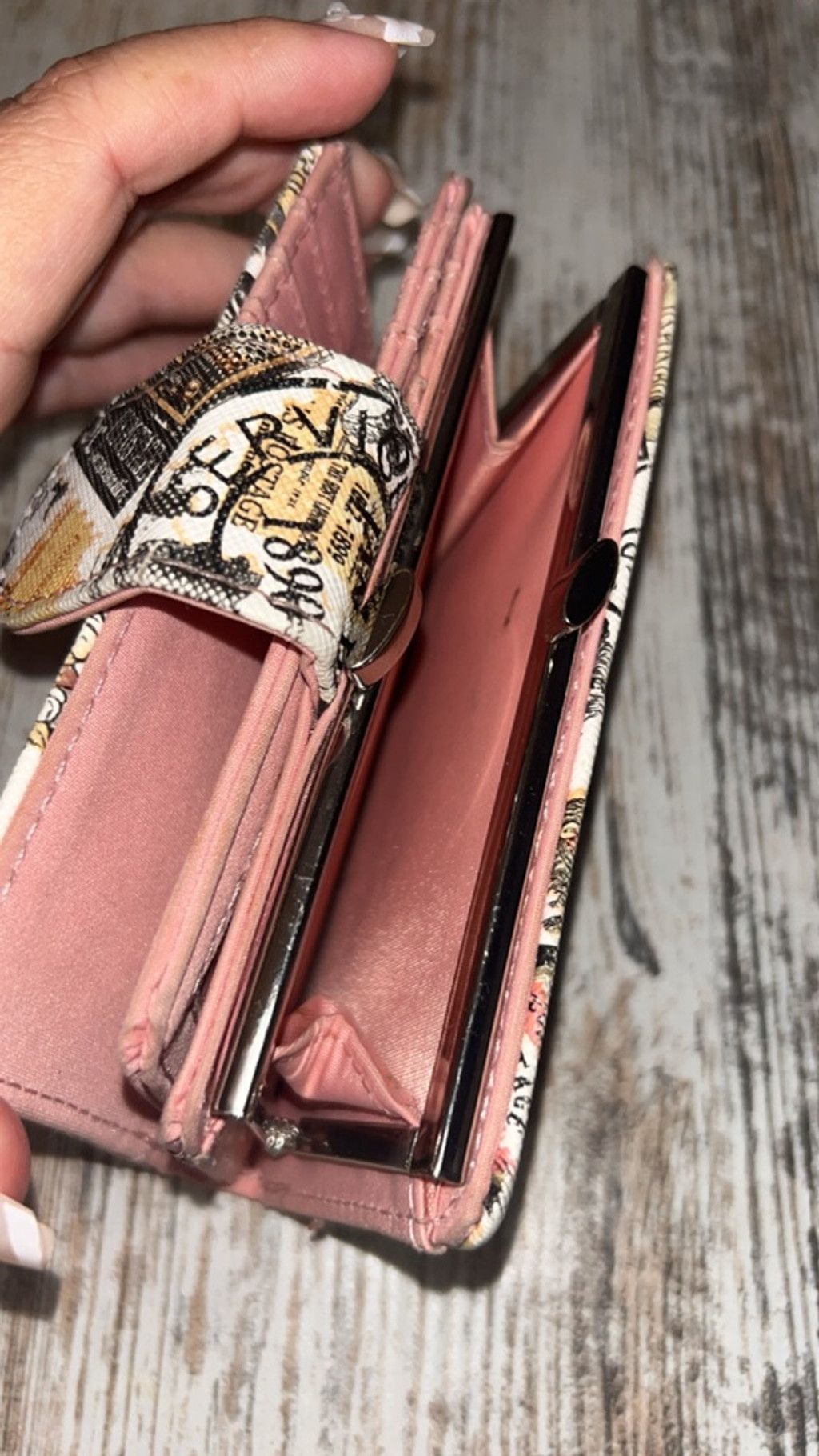 Other Women's Safe Keeper Wallet Beige Pink Postage Stamp Print Size ONE SIZE - 4 Thumbnail