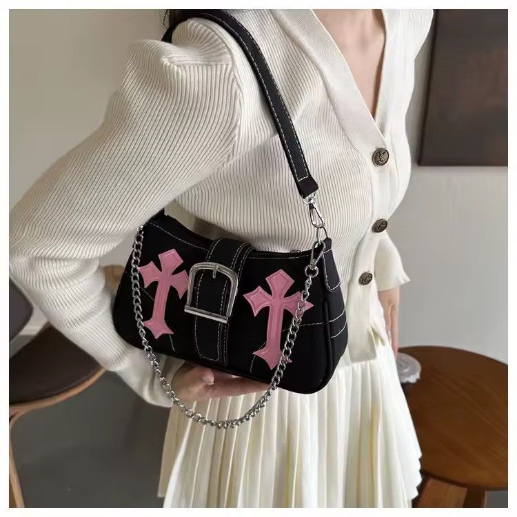 Other Y2K Embroidered Shoulder Bag – Lock Detail Casual Crossbody Size ONE SIZE - 4 Thumbnail