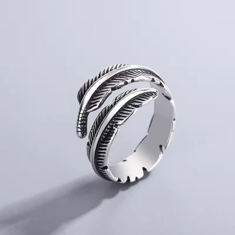 Jewelry × Sterling Silver Sterling Silver Feather Adjustable Rings Size ONE SIZE - 2 Thumbnail