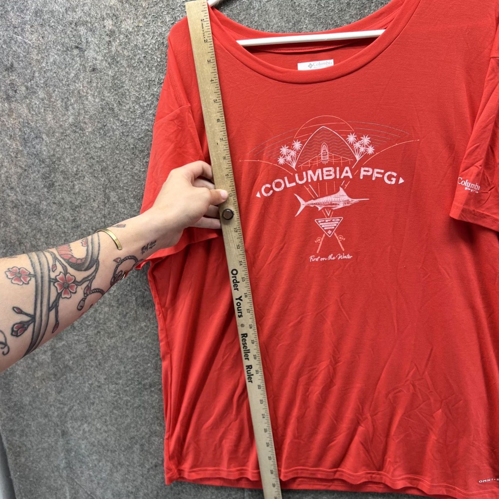 Vintage Columbia PFG Shirt Mens XL Red Omni-Shade Fishing Graphic Short Sleeve Tee Size US XL / EU 56 / 4 - 7 Thumbnail