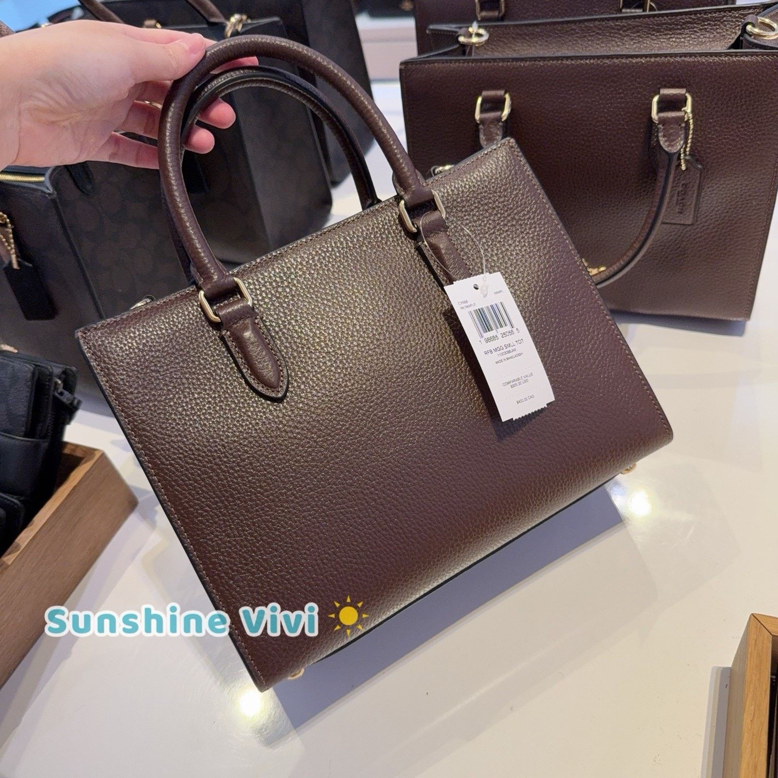 Coach NWT Coach Maggie Small Tote Bag CY668 Pebbled Leather Maple Size ONE SIZE - 5 Thumbnail