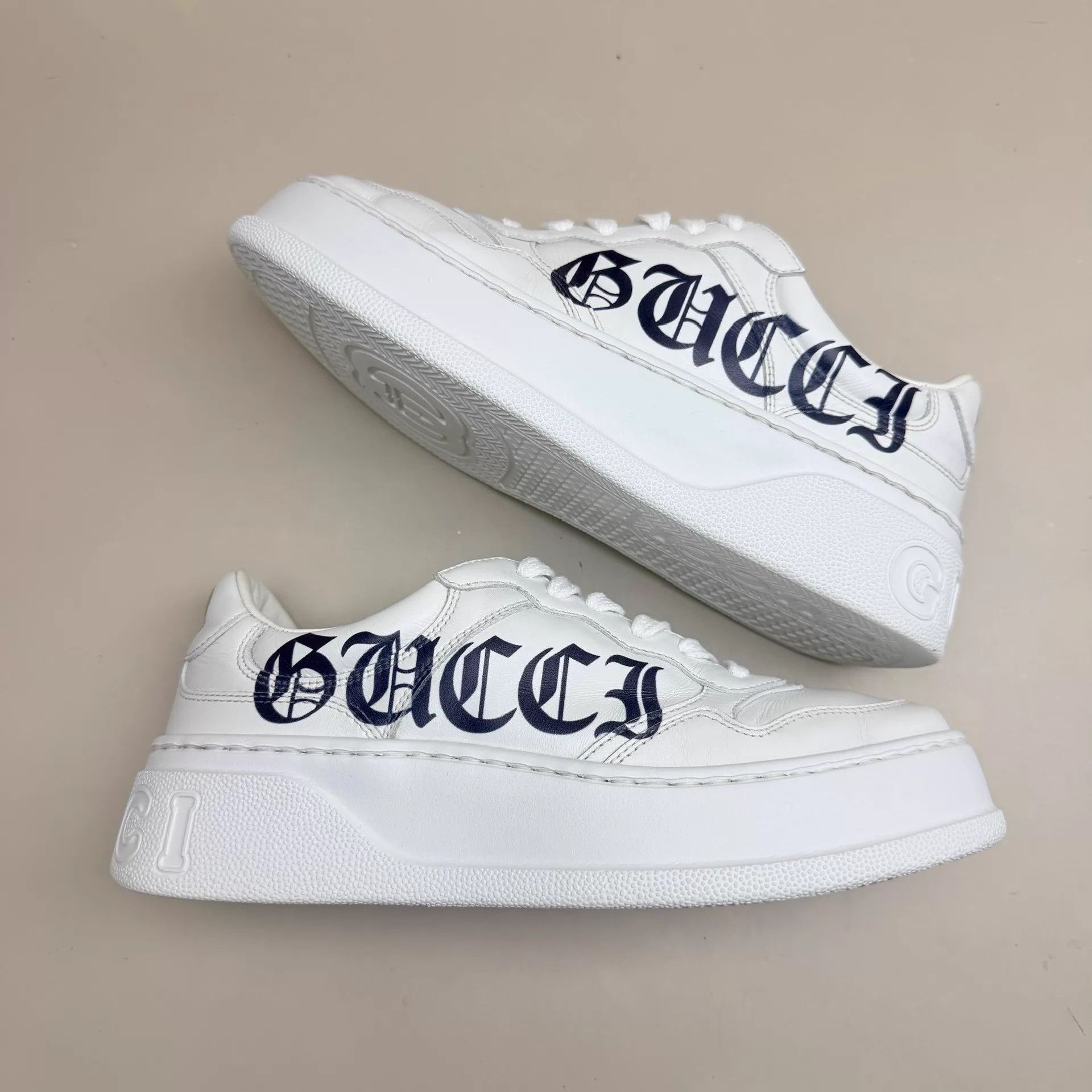 Gucci GUCCI Wmns 37 Black Blue Bengali Lace Biscuit Shoe Size US 6.5 / IT 36.5 - 4 Thumbnail