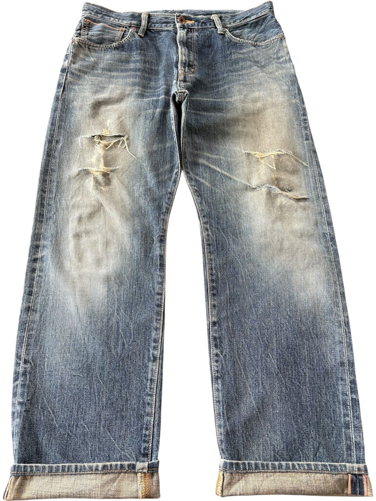 Edwin Vintage Edwin 505 Selvedge Distressed Baggy Jeans Size US 34 / EU 50 - 1 Thumbnail