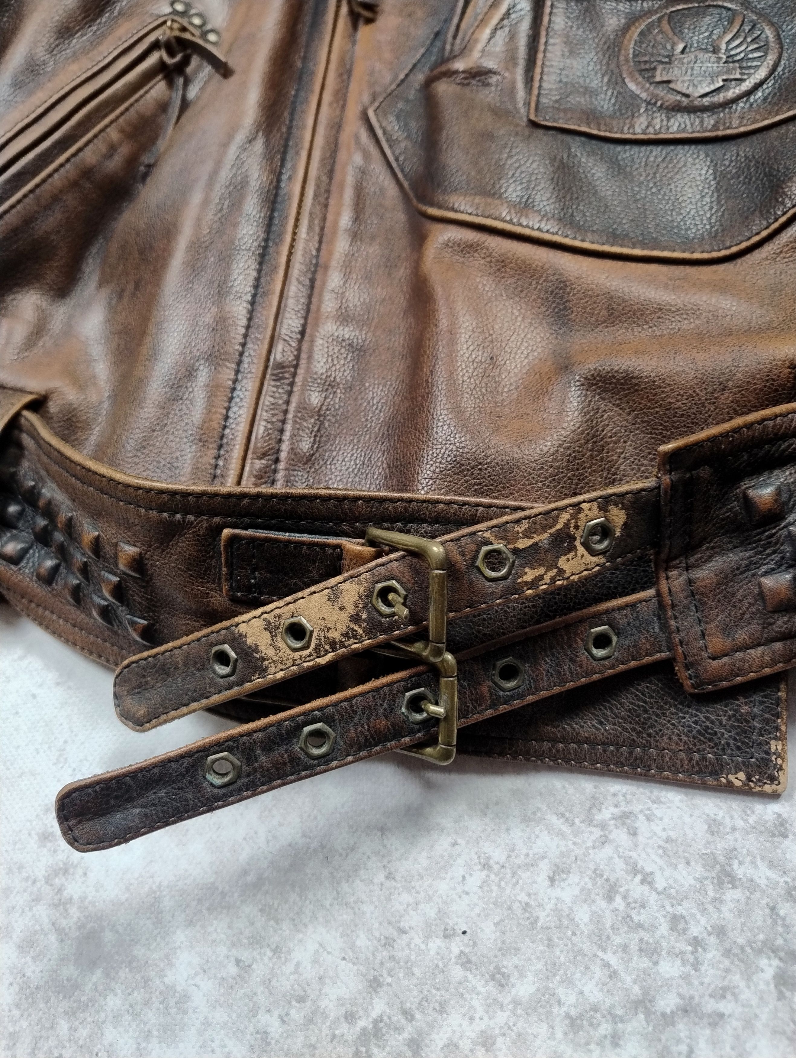 Harley Davidson Harley-Davidson vintage heavy leather jacket 90s rare biker Size US XXL / EU 58 / 5 - 6 Thumbnail