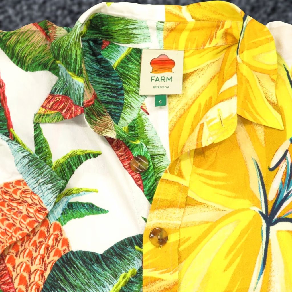 Farm Rio Farm Rio Shirt Women Small Viscose Azaela Forest Hawaiian Vacation Button Collar Size S / US 4 / IT 40 - 1 Thumbnail