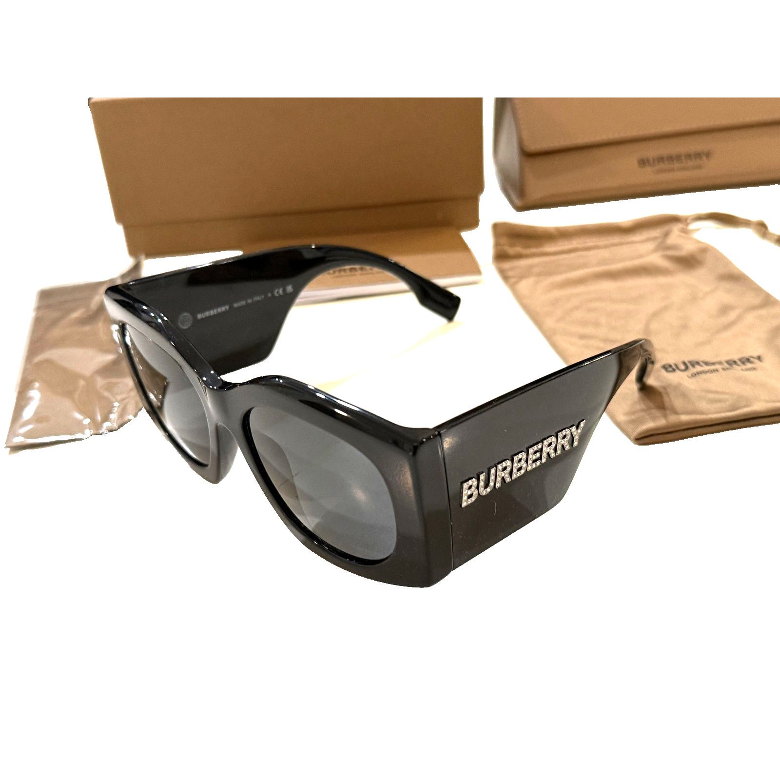 Burberry Burberry Sunglasses Women Blk Crystal Square Oversized NEW Size ONE SIZE - 1 Thumbnail