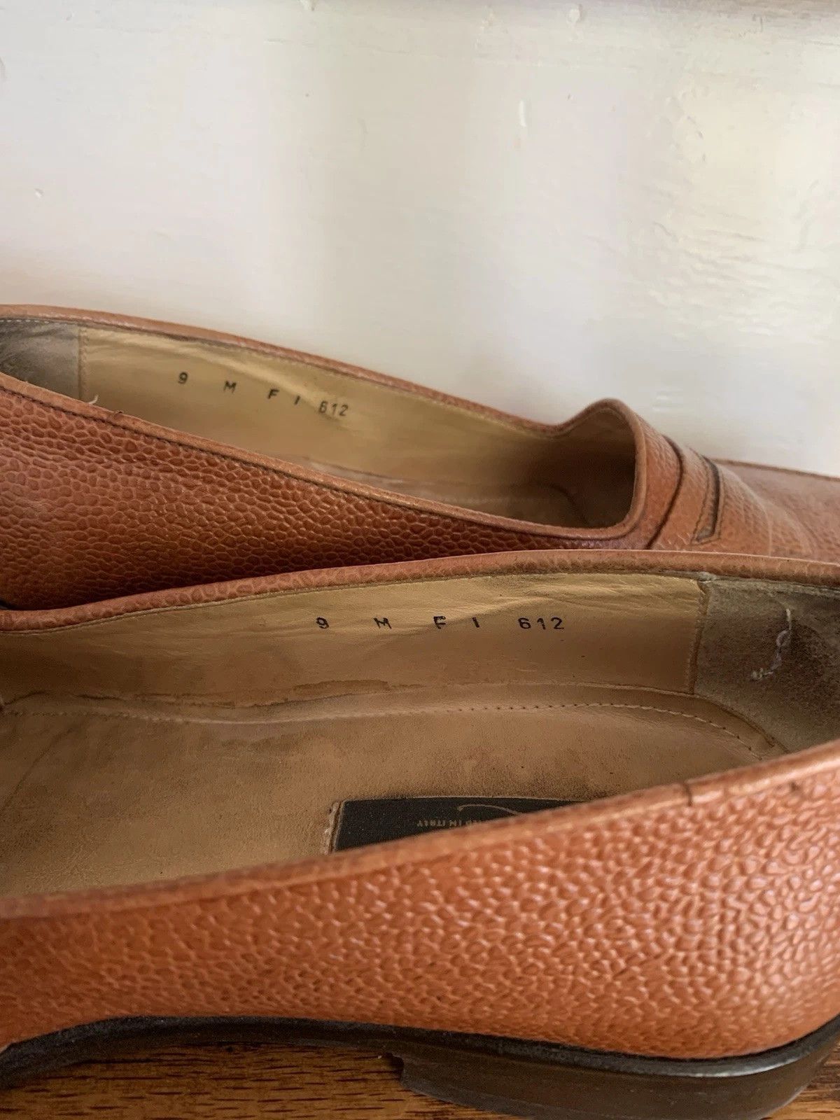 Zelli Zelli Cognac Pebble Leather Penny Loafers Size US 9 / EU 42 - 9 Thumbnail