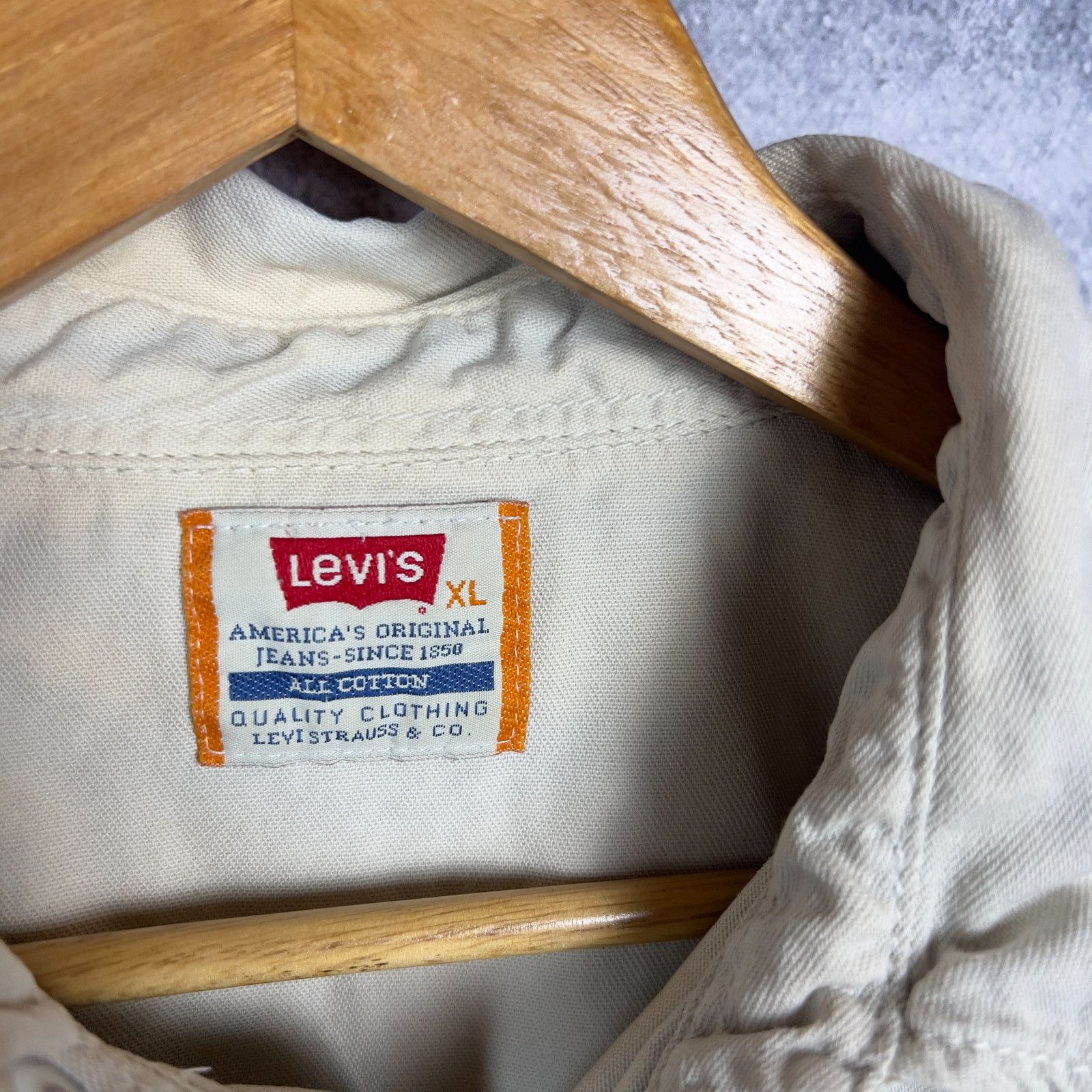 Levi's Levis Shirt Men's Size XL Beige Cotton Long Sleeve` Size US XL / EU 56 / 4 - 4 Thumbnail