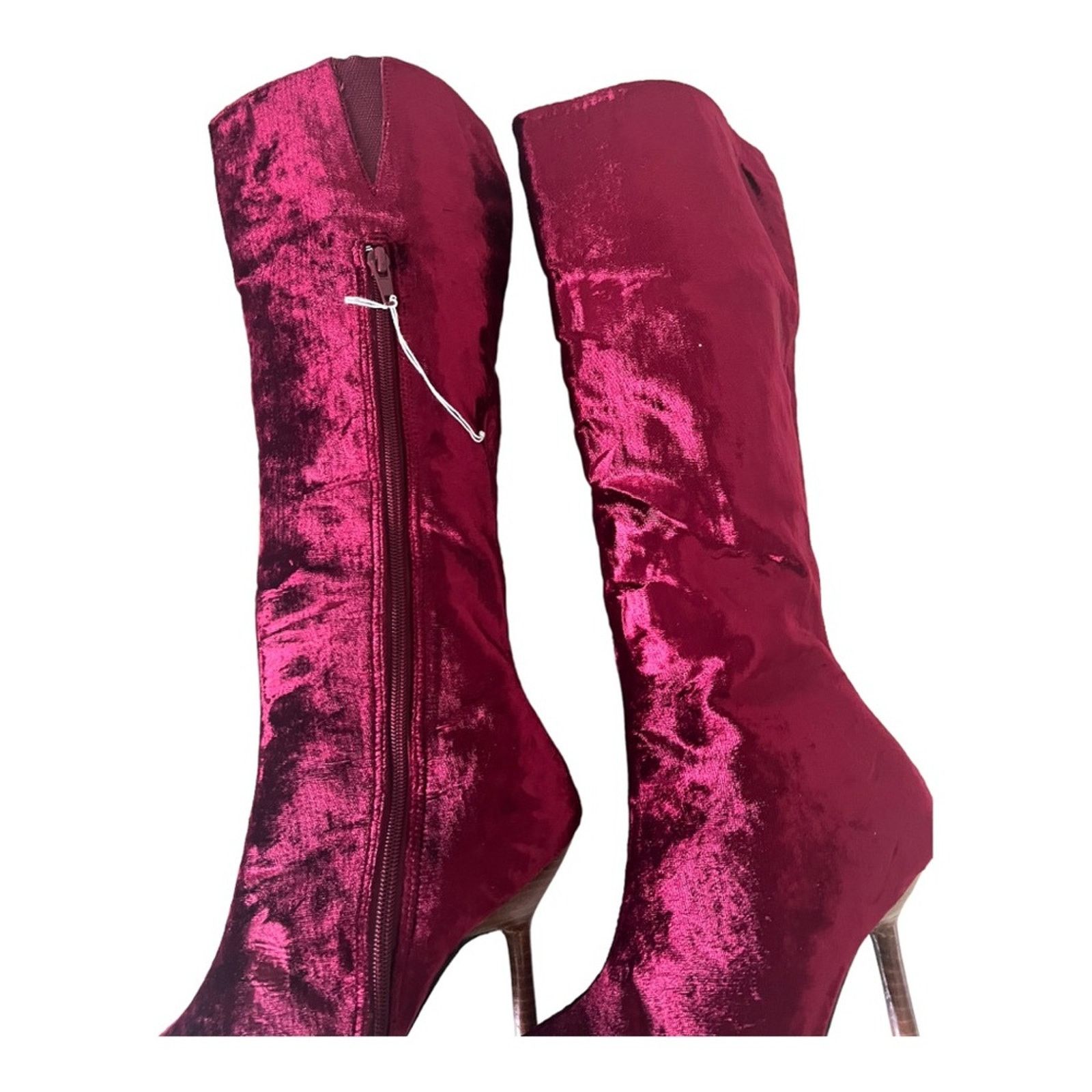 Colin Meredith Colin Stuart Red Velvet Leather Pointed Toe Heel Boots Sz 7M Size US 7 / IT 37 - 15 Thumbnail
