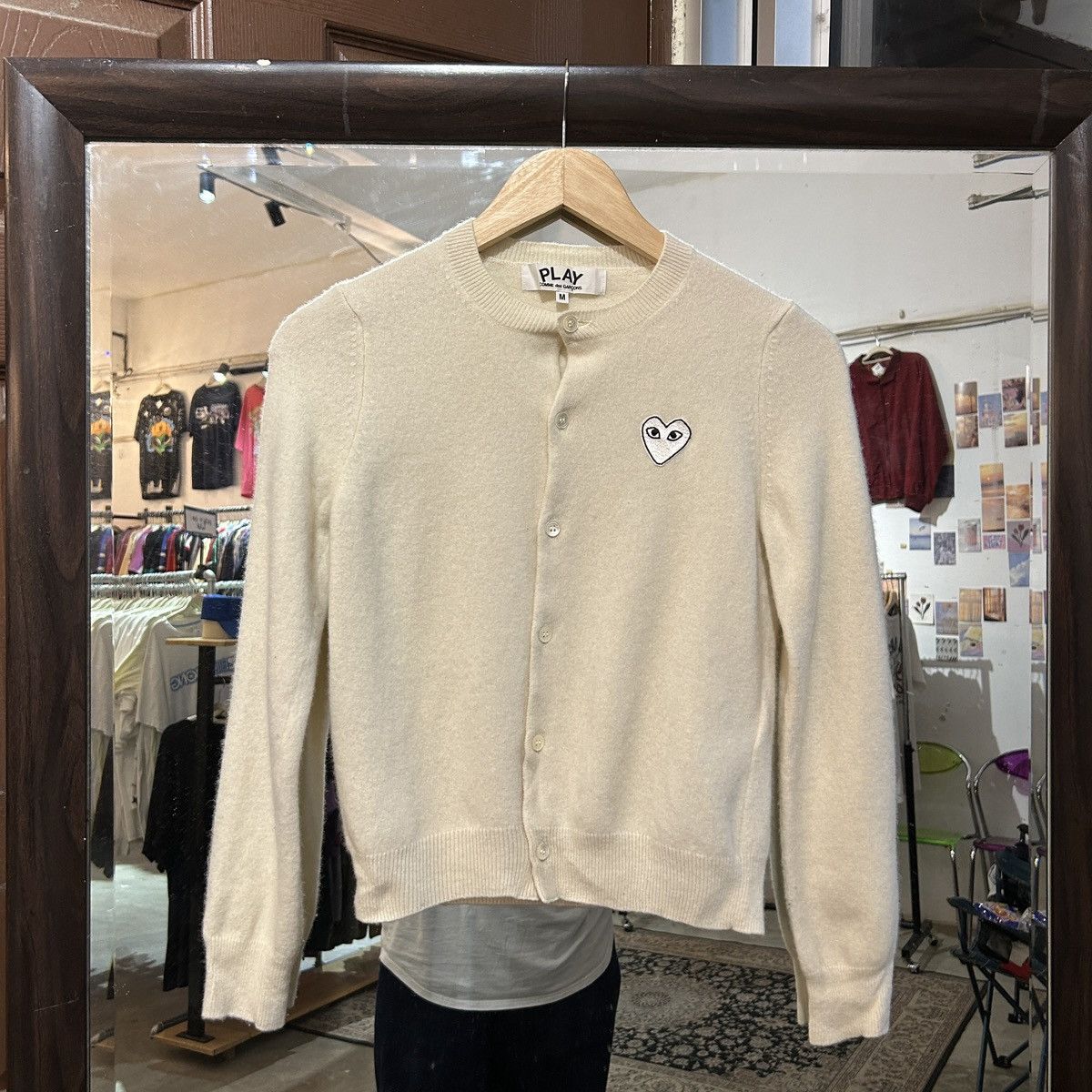 Comme Des Garcons Play Cardigan Beige Grailed