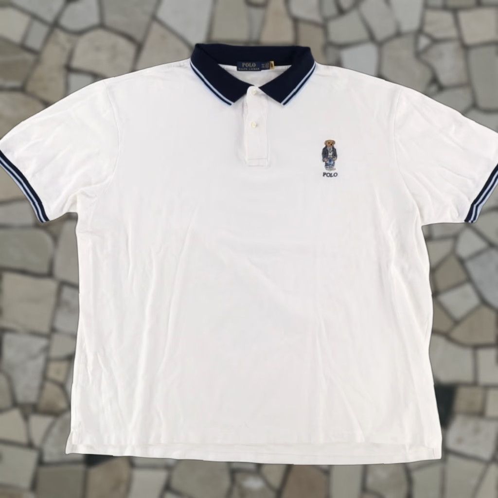Polo Ralph Lauren Polo Ralph Lauren Polo Shirt White Men's 4XLT Preppy Bear Cotton Solid Shirt Mens 4XLT White Polo Ralph Lauren Preppy Bear Size US XXL / EU 58 / 5 - 1 Thumbnail
