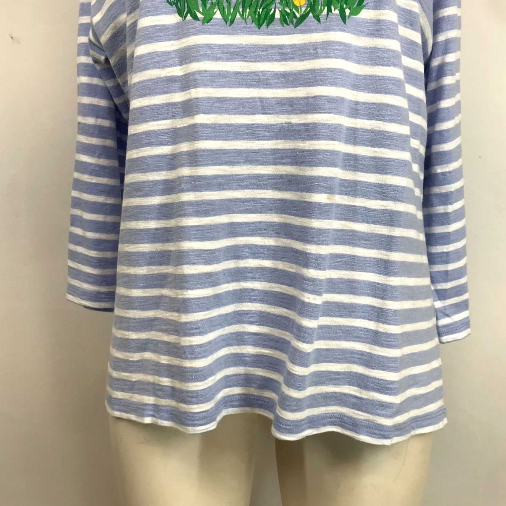 Talbots Talbots Women's Large L Blue & White Stripe Cotton Round Neck Top Size L / US 10 / IT 46 - 3 Thumbnail