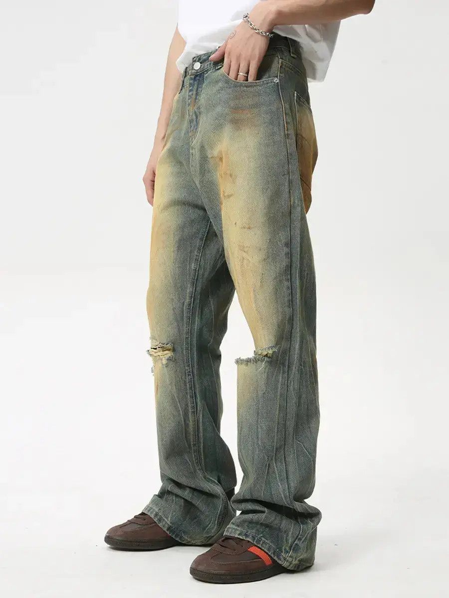 Japanese Brand Retro loose hip-hop ripped jeans Size US 32 / EU 48 - 1 Thumbnail
