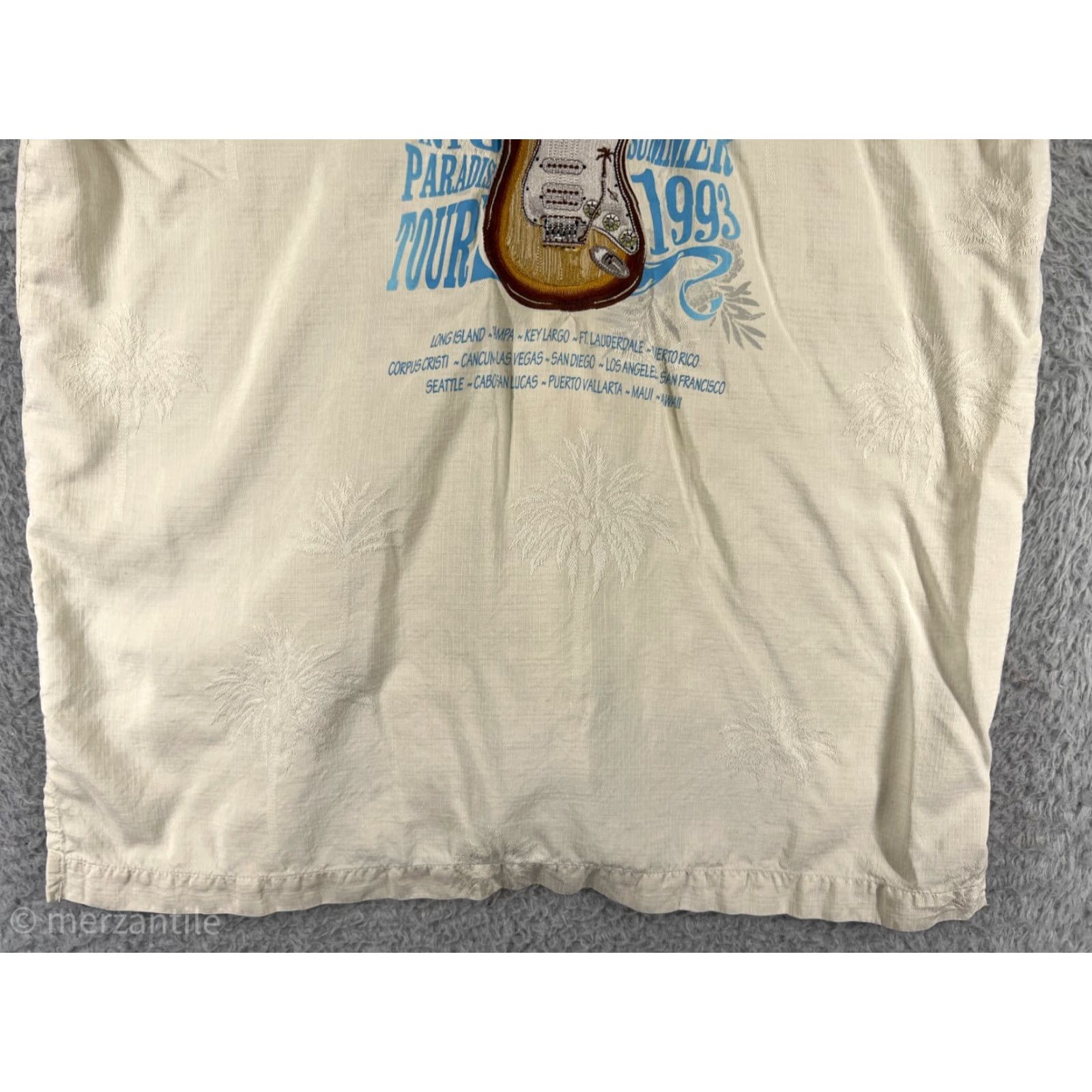 Tommy Bahama VINTAGE Tommy Bahama Shirt Men Small Beige 100% Silk Plugged Into Paradise Tour 1993 Size US S / EU 44-46 / 1 - 7 Thumbnail
