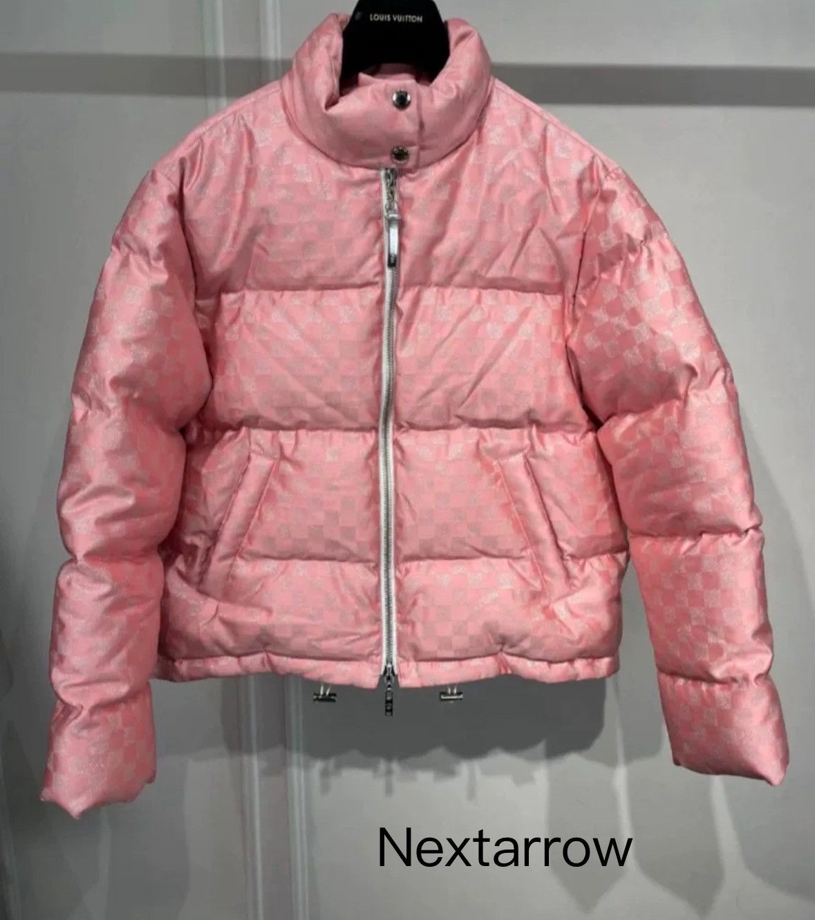 Louis Vuitton Louis Vuitton Pink Sparkling Silver Checkered Down Jacket Grailed