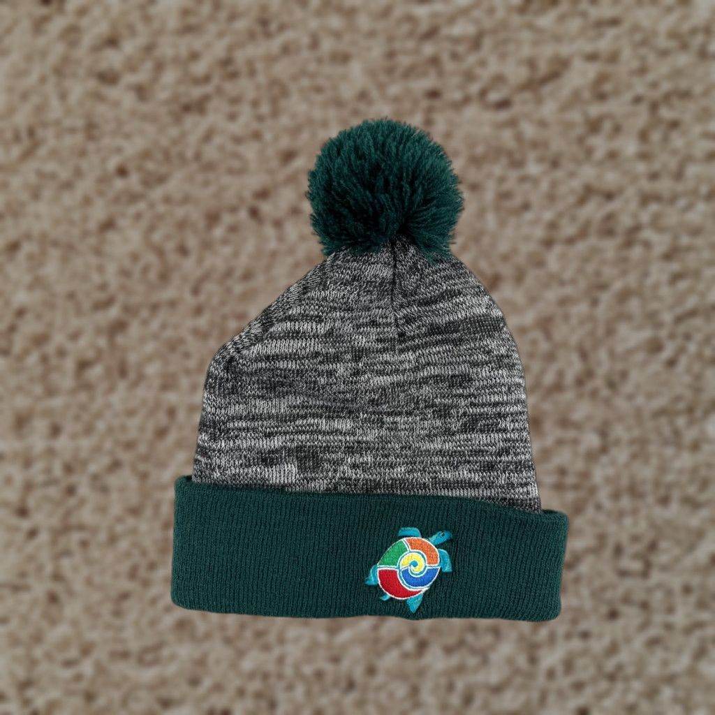 Vintage Sport-Tek Beanie Hat Adult One Size Green Gray Knit 100% Acrylic Winter Fall Spring Summer Casual Workwear Mens Size ONE SIZE - 1 Thumbnail