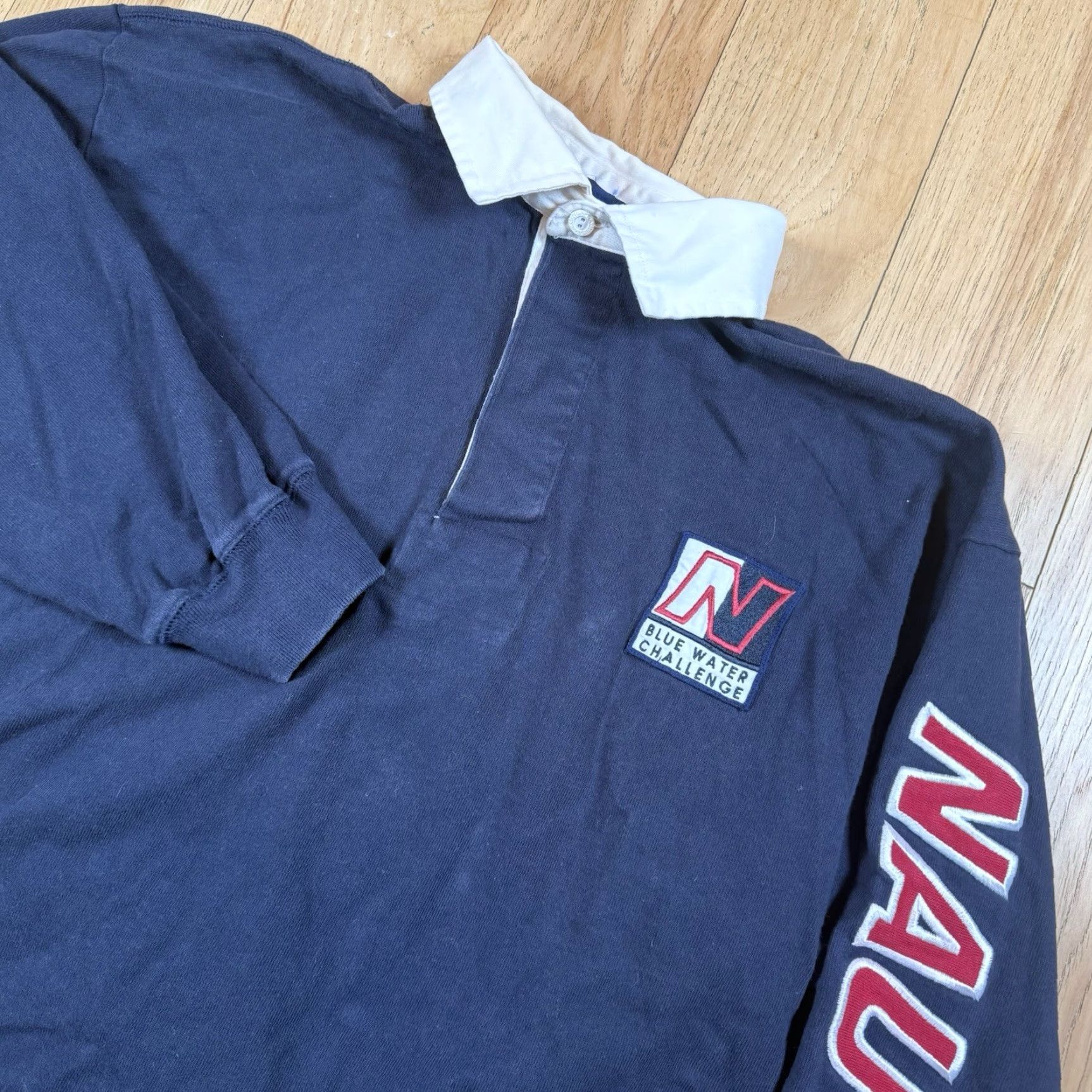 Nautica VTG Nautica Rugby Shirt Mens XL Long Sleeve Blue Water Challenge Stitch Polo Size US XL / EU 56 / 4 - 2 Thumbnail