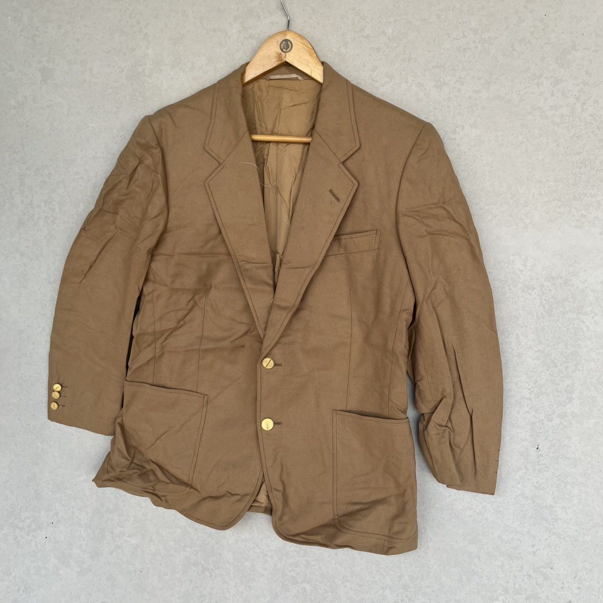 Other Vintage Tan Brown Blazer With Gold Buttons Size M Size 42R - 2 Thumbnail
